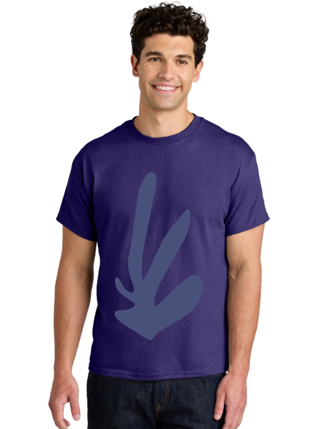 Purple-Hand Men'S Graphic Tee, 100% Cotton, Comfortable Casual Summer Wear, Machine Washable, Bird Footprint, Animal Track, Wildlife Sign, Nature Symbol, Bird Watching, Outdoor Adventure, Wildlife Conservation Aab632 22
