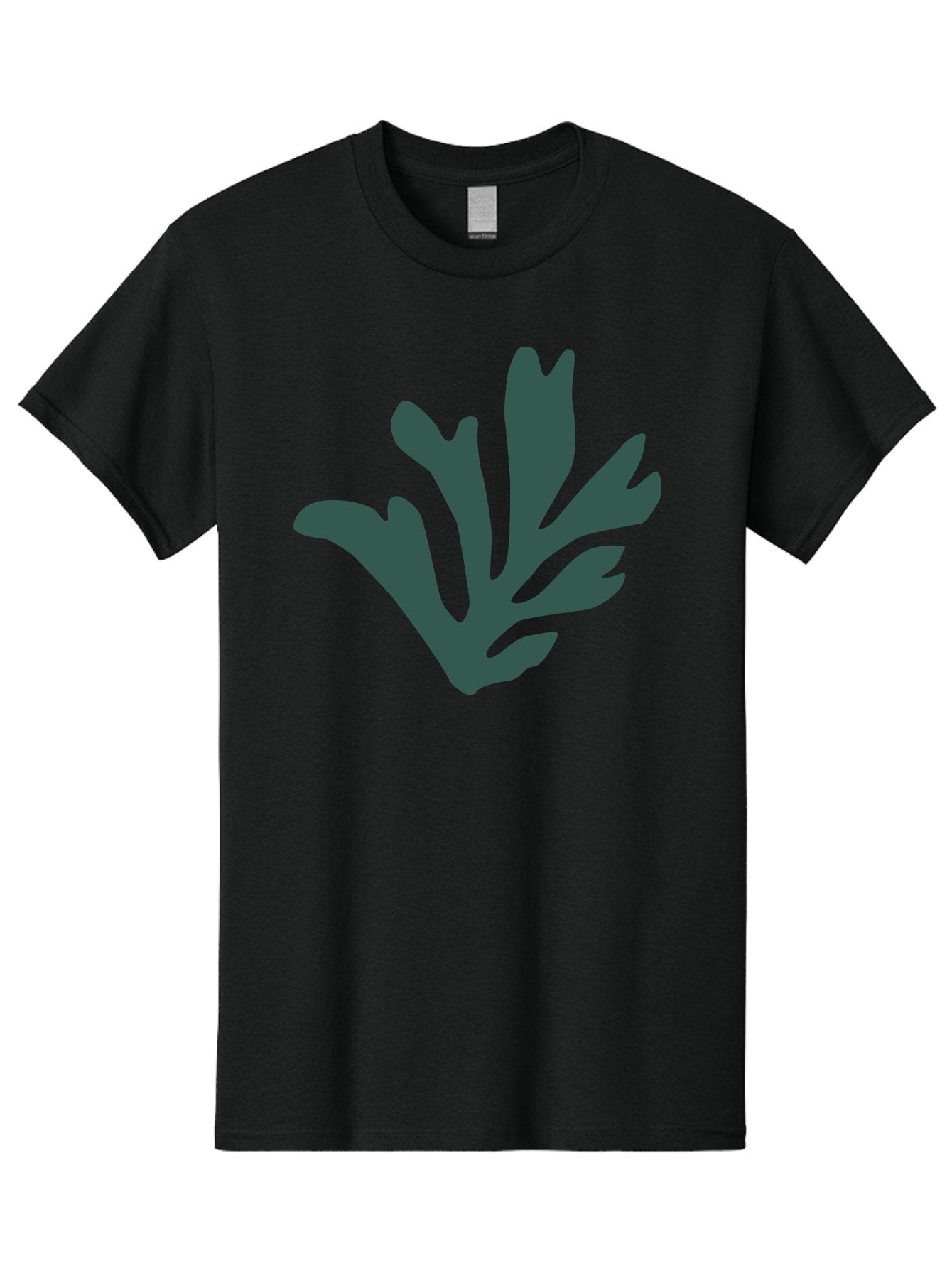 Seaweed-Silhouette Men'S Graphic Tee, 100% Cotton, Comfortable Casual Summer Wear, Machine Washable, Seaweed Silhouette, Ocean Flora, Underwater Plants, Marine Life, Dark Green, Abstract Shape, Simple Design, Minimalist Art Aab634