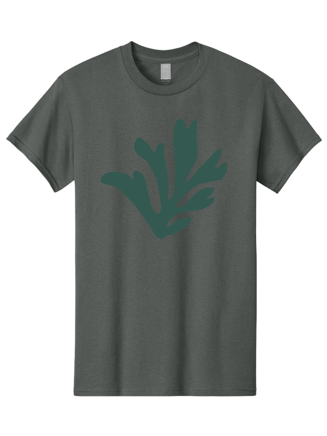 Seaweed-Silhouette Men'S Graphic Tee, 100% Cotton, Comfortable Casual Summer Wear, Machine Washable, Seaweed Silhouette, Ocean Flora, Underwater Plants, Marine Life, Dark Green, Abstract Shape, Simple Design, Minimalist Art Aab634 14