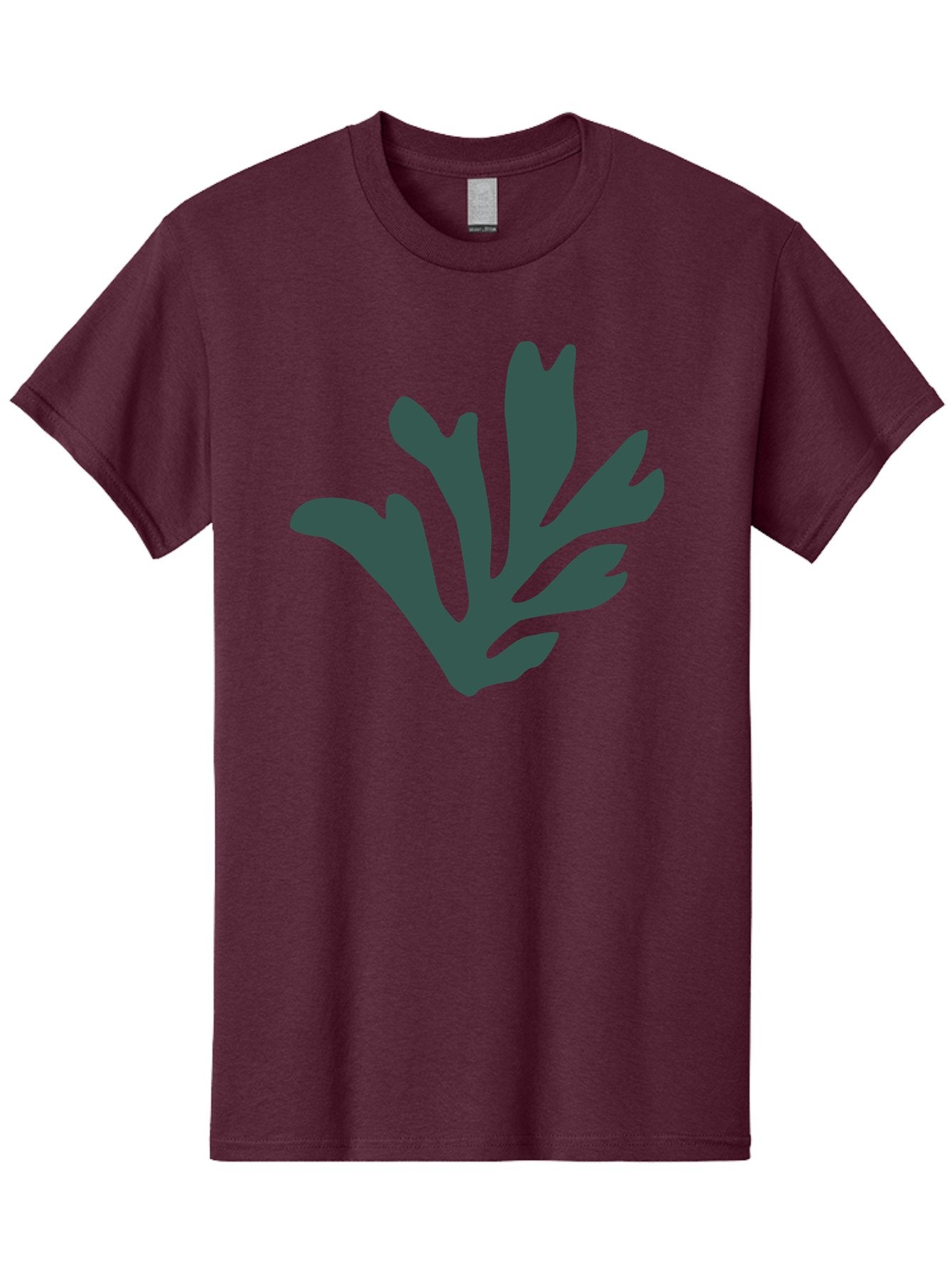 Seaweed-Silhouette Men'S Graphic Tee, 100% Cotton, Comfortable Casual Summer Wear, Machine Washable, Seaweed Silhouette, Ocean Flora, Underwater Plants, Marine Life, Dark Green, Abstract Shape, Simple Design, Minimalist Art Aab634 4