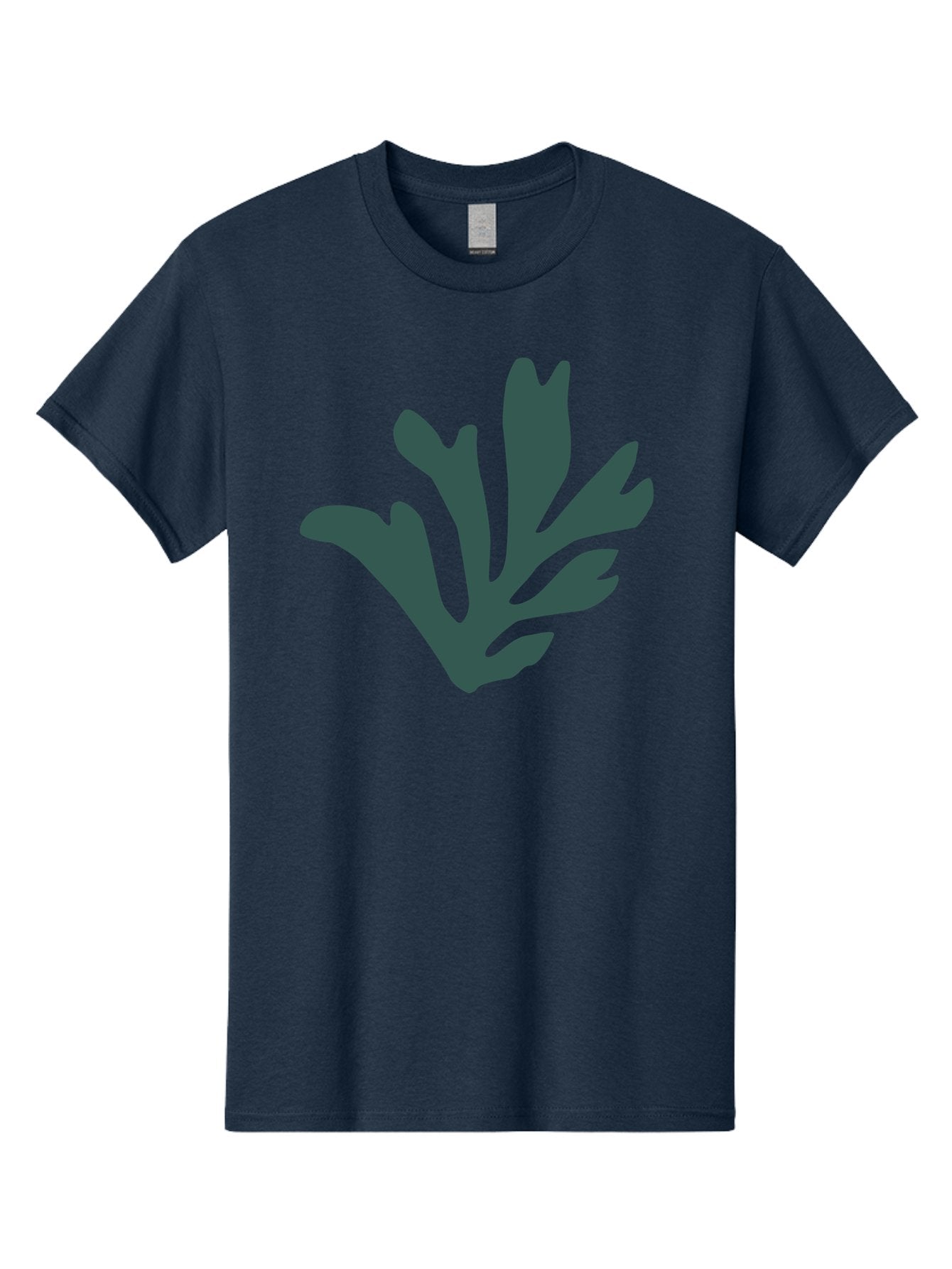 Seaweed-Silhouette Men'S Graphic Tee, 100% Cotton, Comfortable Casual Summer Wear, Machine Washable, Seaweed Silhouette, Ocean Flora, Underwater Plants, Marine Life, Dark Green, Abstract Shape, Simple Design, Minimalist Art Aab634 10