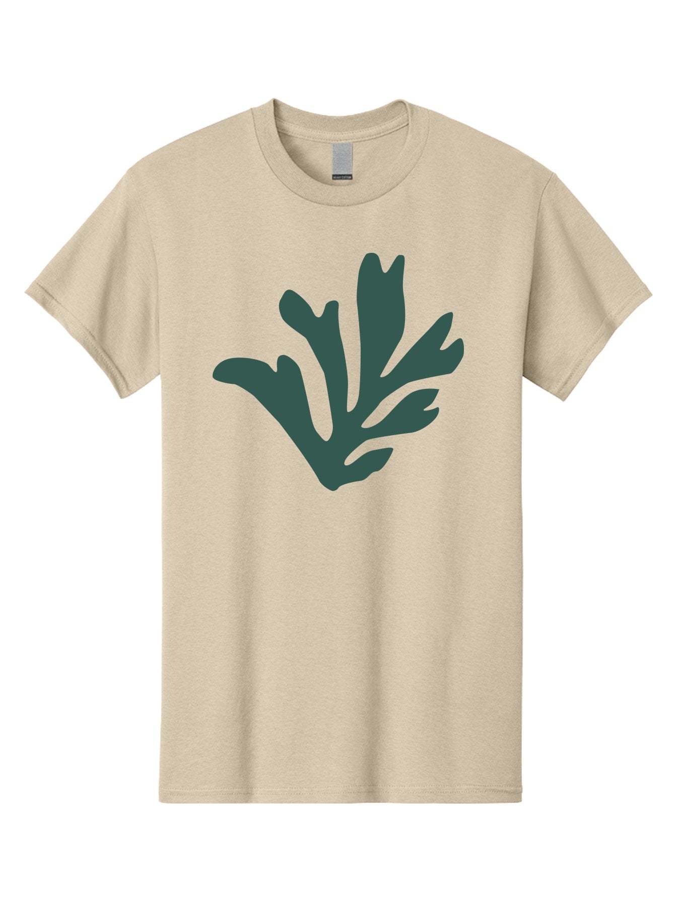 Seaweed-Silhouette Men'S Graphic Tee, 100% Cotton, Comfortable Casual Summer Wear, Machine Washable, Seaweed Silhouette, Ocean Flora, Underwater Plants, Marine Life, Dark Green, Abstract Shape, Simple Design, Minimalist Art Aab634