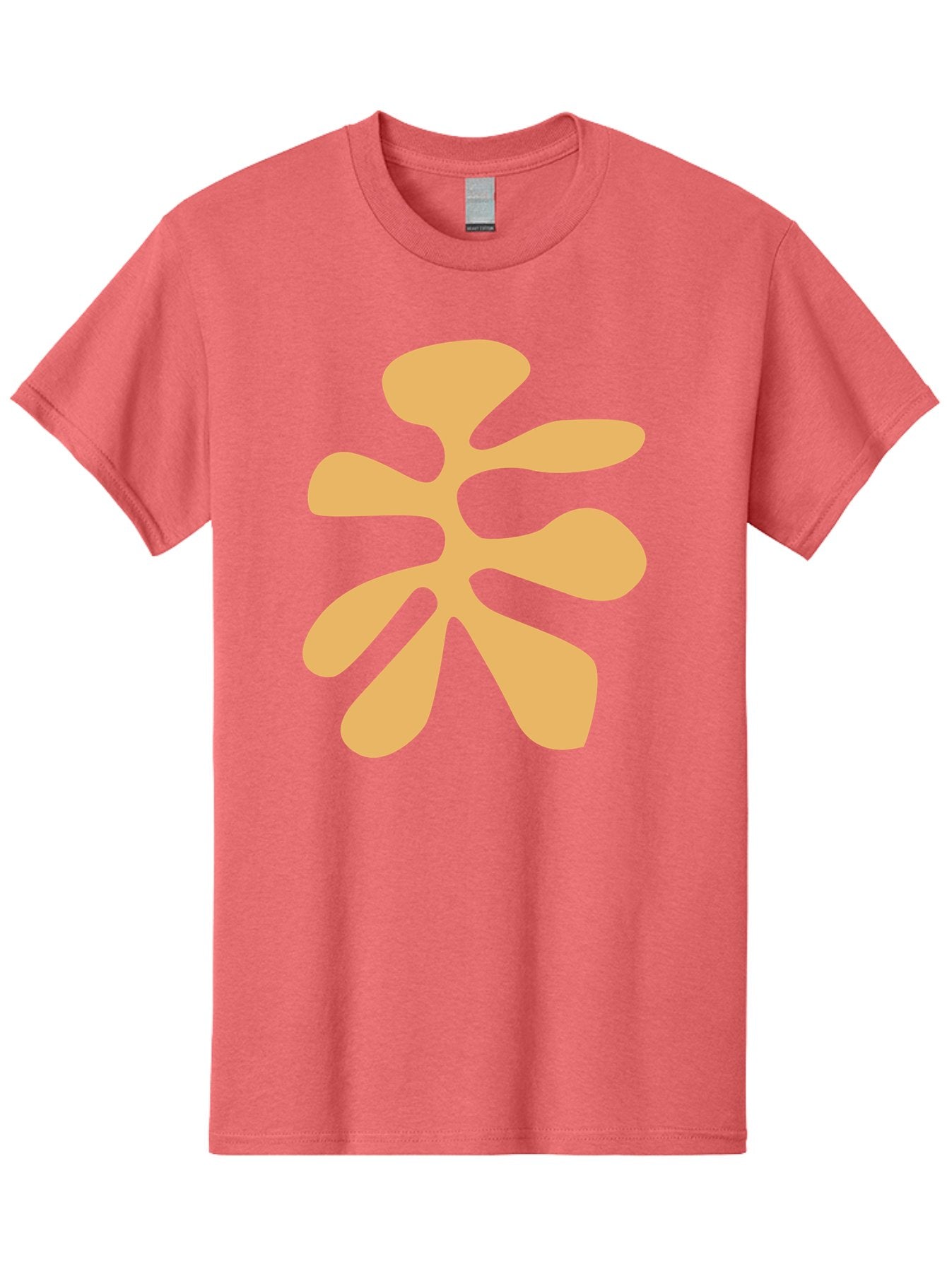 Tan-Asterisk Men'S Graphic Tee, 100% Cotton, Comfortable Casual Summer Wear, Machine Washable, Stylized Flower, Abstract Design, Modern Art, Minimalist Style, Orange Shape, Floral Motif, Simple Graphics, Contemporary Design Aab635 15