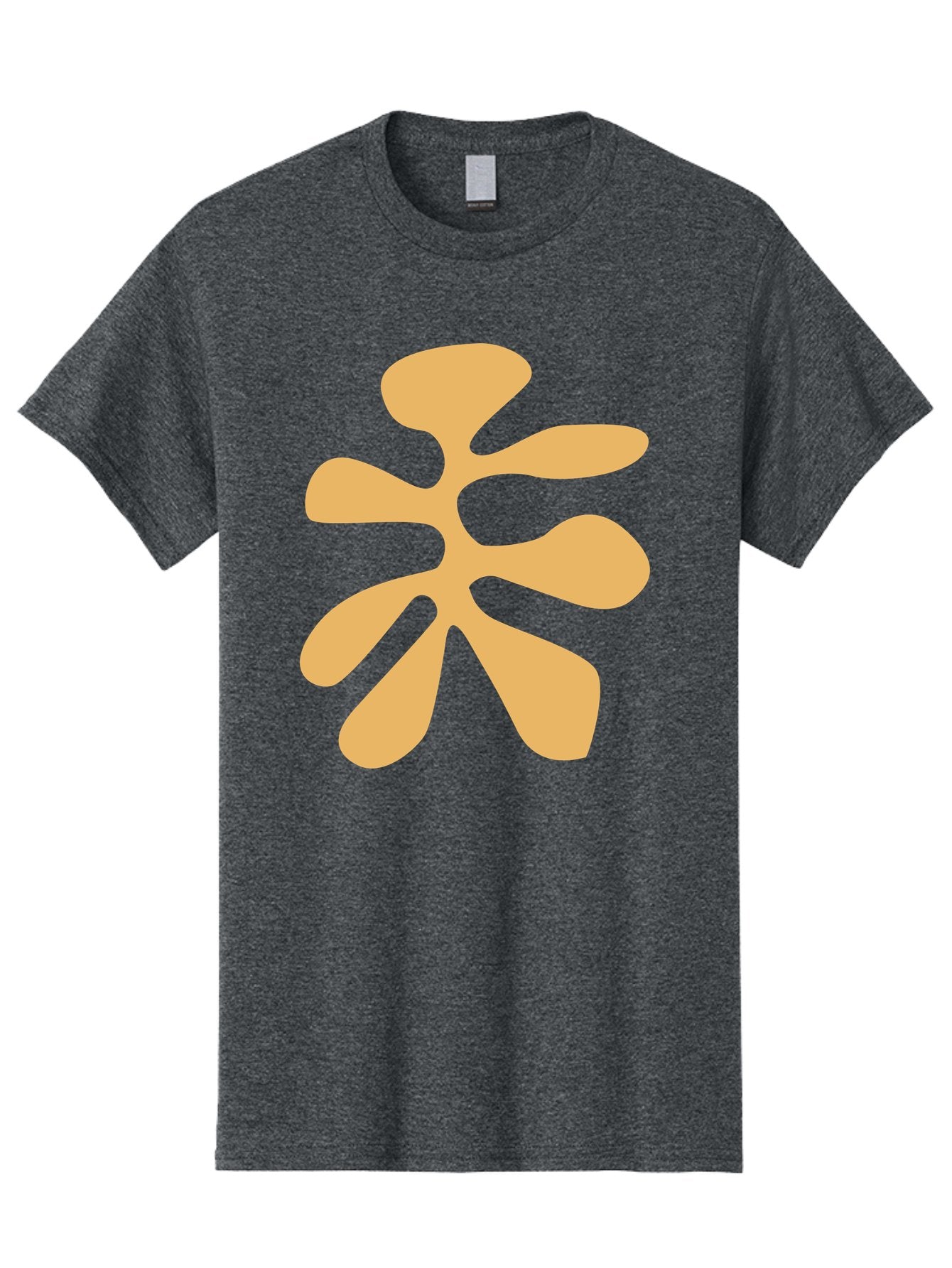 Tan-Asterisk Men'S Graphic Tee, 100% Cotton, Comfortable Casual Summer Wear, Machine Washable, Stylized Flower, Abstract Design, Modern Art, Minimalist Style, Orange Shape, Floral Motif, Simple Graphics, Contemporary Design Aab635
