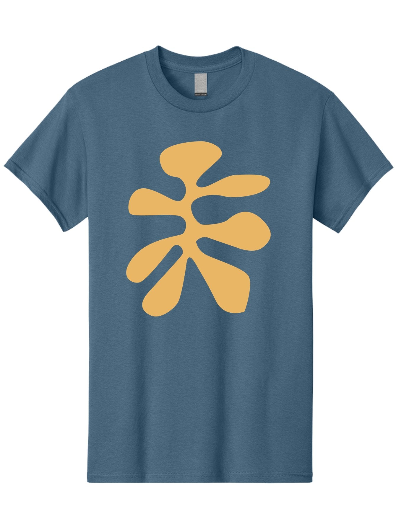 Tan-Asterisk Men'S Graphic Tee, 100% Cotton, Comfortable Casual Summer Wear, Machine Washable, Stylized Flower, Abstract Design, Modern Art, Minimalist Style, Orange Shape, Floral Motif, Simple Graphics, Contemporary Design Aab635 3