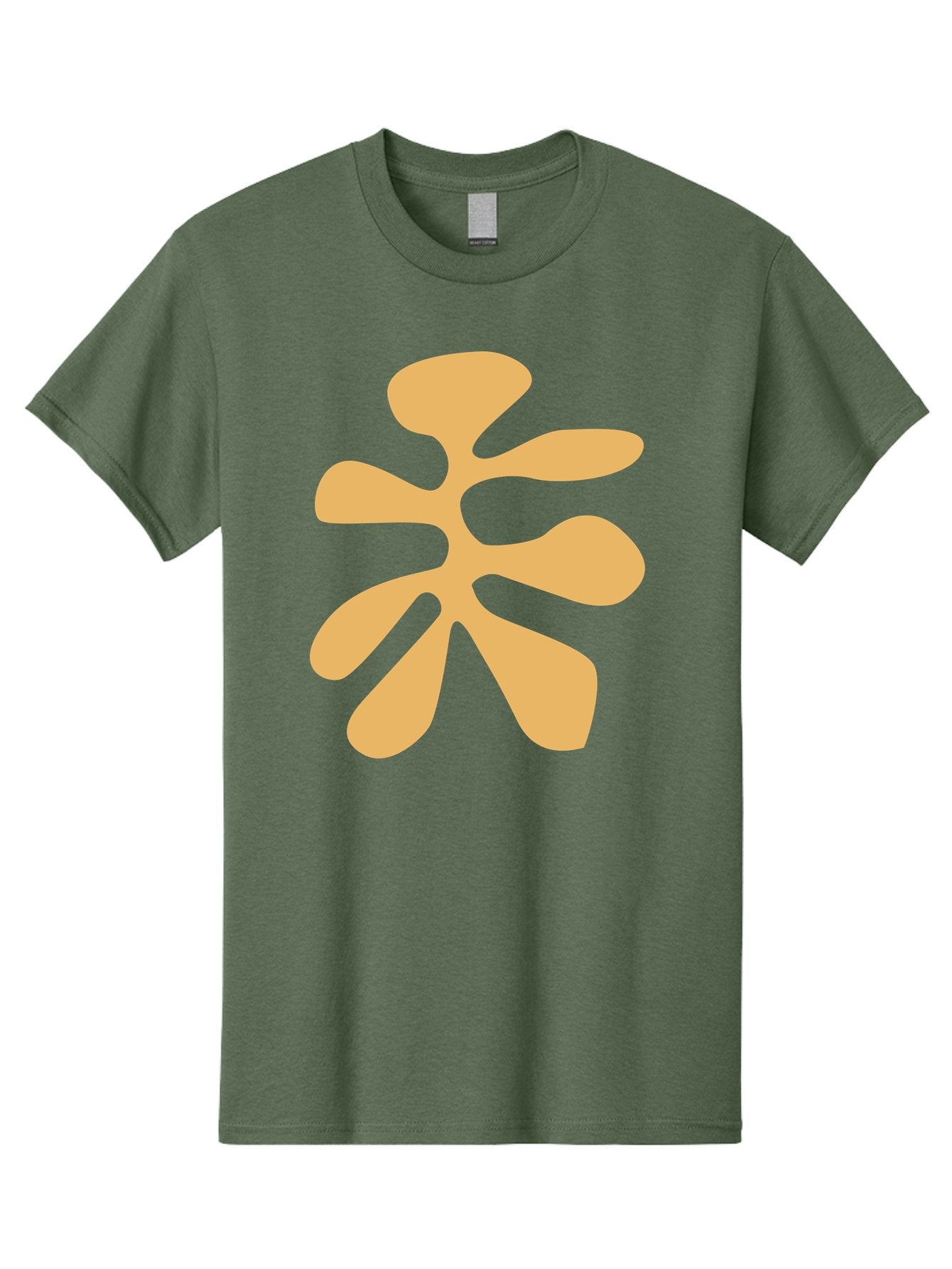 Tan-Asterisk Men'S Graphic Tee, 100% Cotton, Comfortable Casual Summer Wear, Machine Washable, Stylized Flower, Abstract Design, Modern Art, Minimalist Style, Orange Shape, Floral Motif, Simple Graphics, Contemporary Design Aab635 13