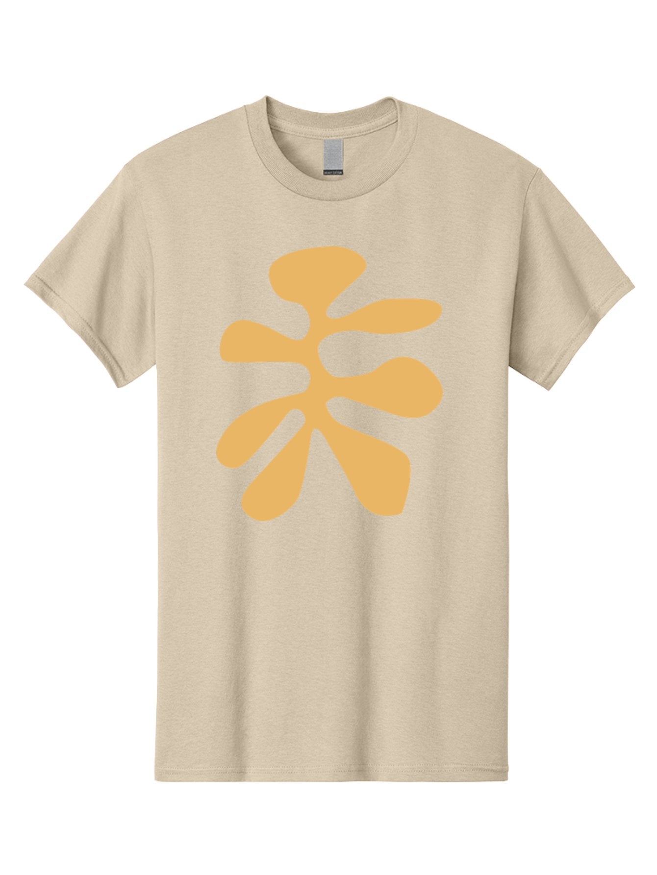 Tan-Asterisk Men'S Graphic Tee, 100% Cotton, Comfortable Casual Summer Wear, Machine Washable, Stylized Flower, Abstract Design, Modern Art, Minimalist Style, Orange Shape, Floral Motif, Simple Graphics, Contemporary Design Aab635 4