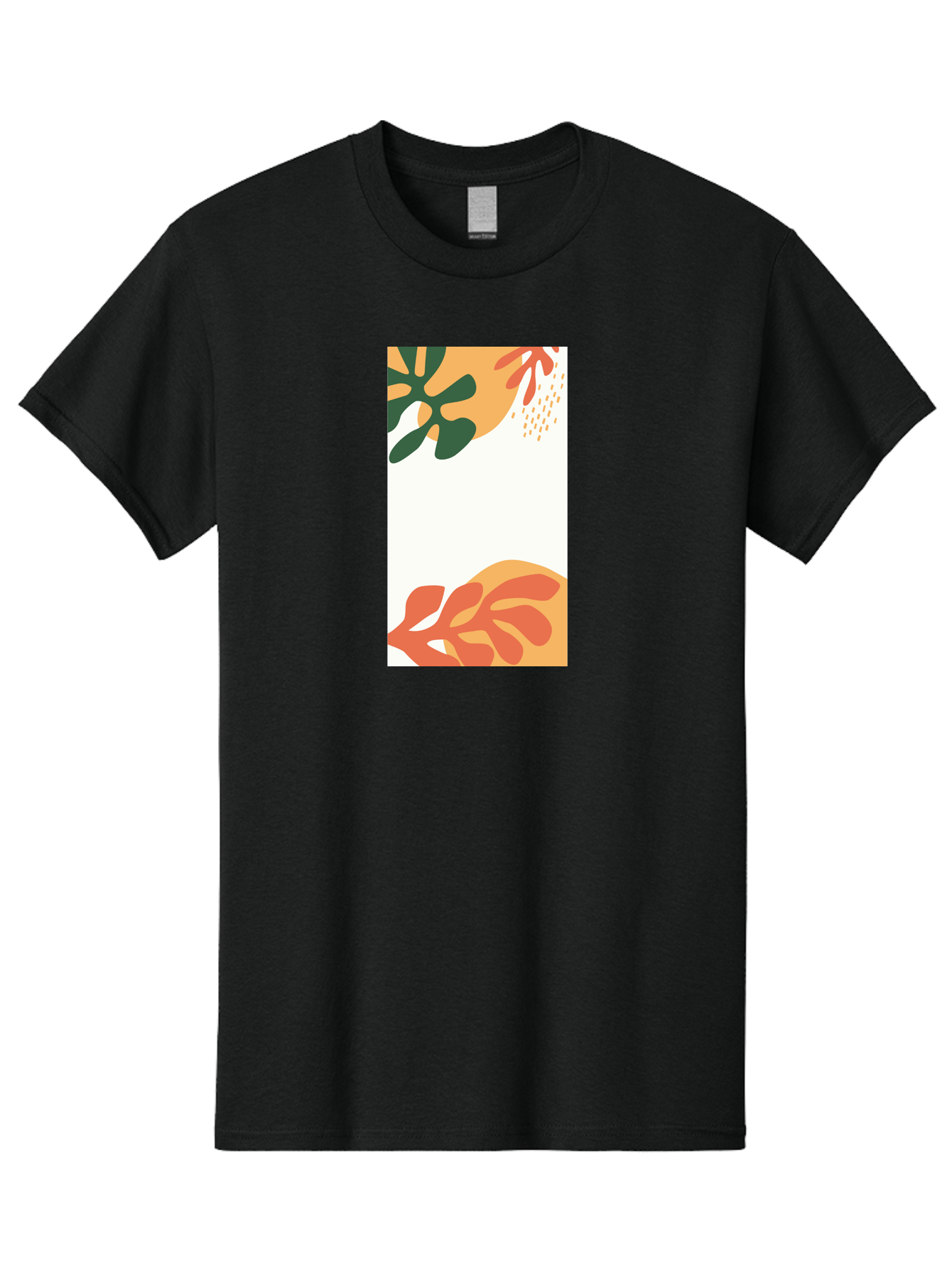 Tropical-Leaves Men'S Graphic Tee, 100% Cotton, Comfortable Casual Summer Wear, Machine Washable, Tropical Leaves, Abstract Art, Modern Design, Minimalist Style, Orange And Green Hues, Creative Graphics, Digital Illustration, Contemporary Art Aab636 19
