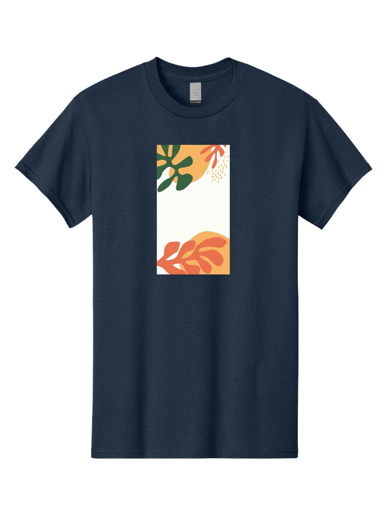Tropical-Leaves Men'S Graphic Tee, 100% Cotton, Comfortable Casual Summer Wear, Machine Washable, Tropical Leaves, Abstract Art, Modern Design, Minimalist Style, Orange And Green Hues, Creative Graphics, Digital Illustration, Contemporary Art Aab636 14