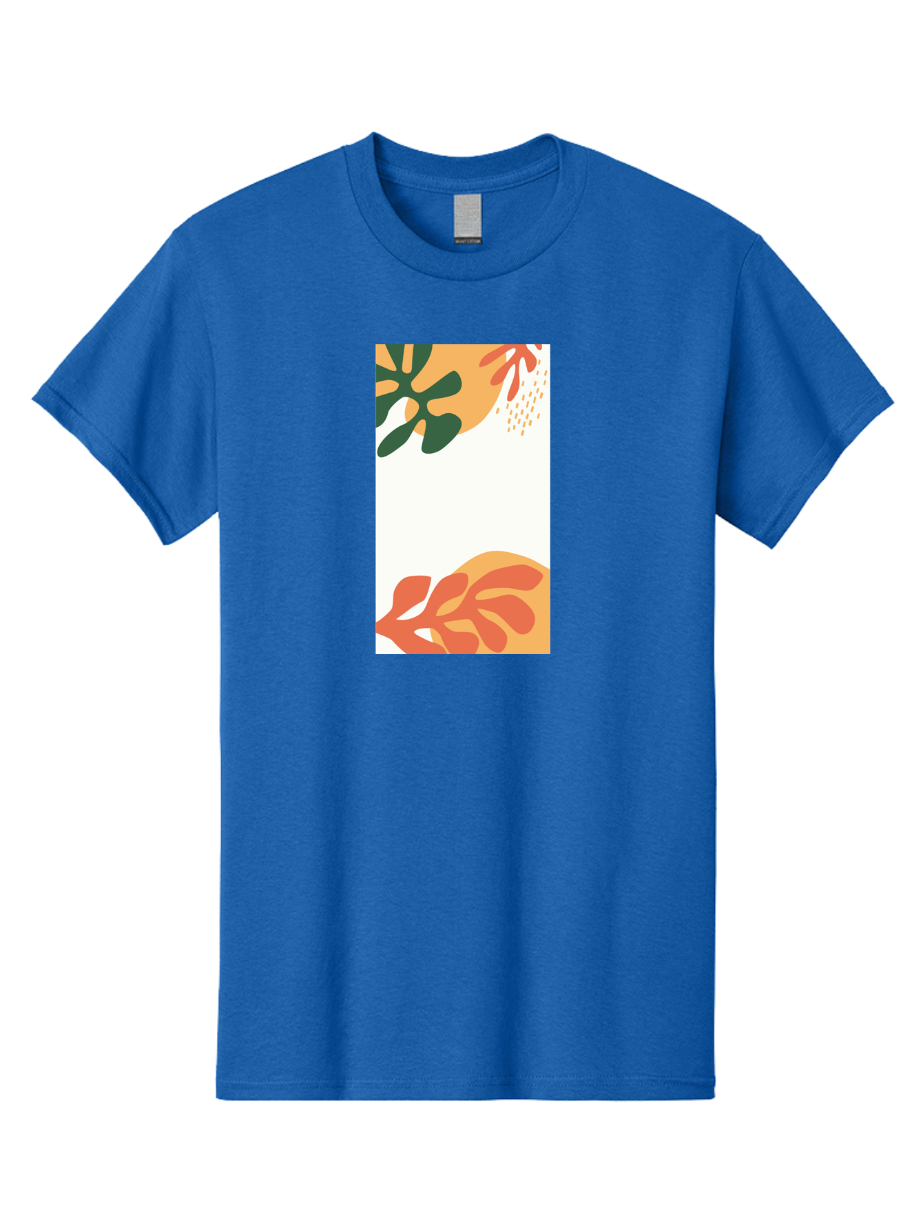 Tropical-Leaves Men'S Graphic Tee, 100% Cotton, Comfortable Casual Summer Wear, Machine Washable, Tropical Leaves, Abstract Art, Modern Design, Minimalist Style, Orange And Green Hues, Creative Graphics, Digital Illustration, Contemporary Art Aab636 17