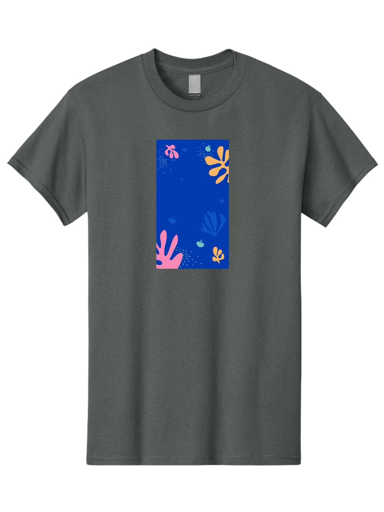 Underwater-Florals Men'S Graphic Tee, 100% Cotton, Comfortable Casual Summer Wear, Machine Washable, Underwater Scene, Colorful Flowers, Coral, Aquatic Plants, Ocean Life, Vibrant Colors, Whimsical Design, Digital Art, Floral Pattern, Aab638 4