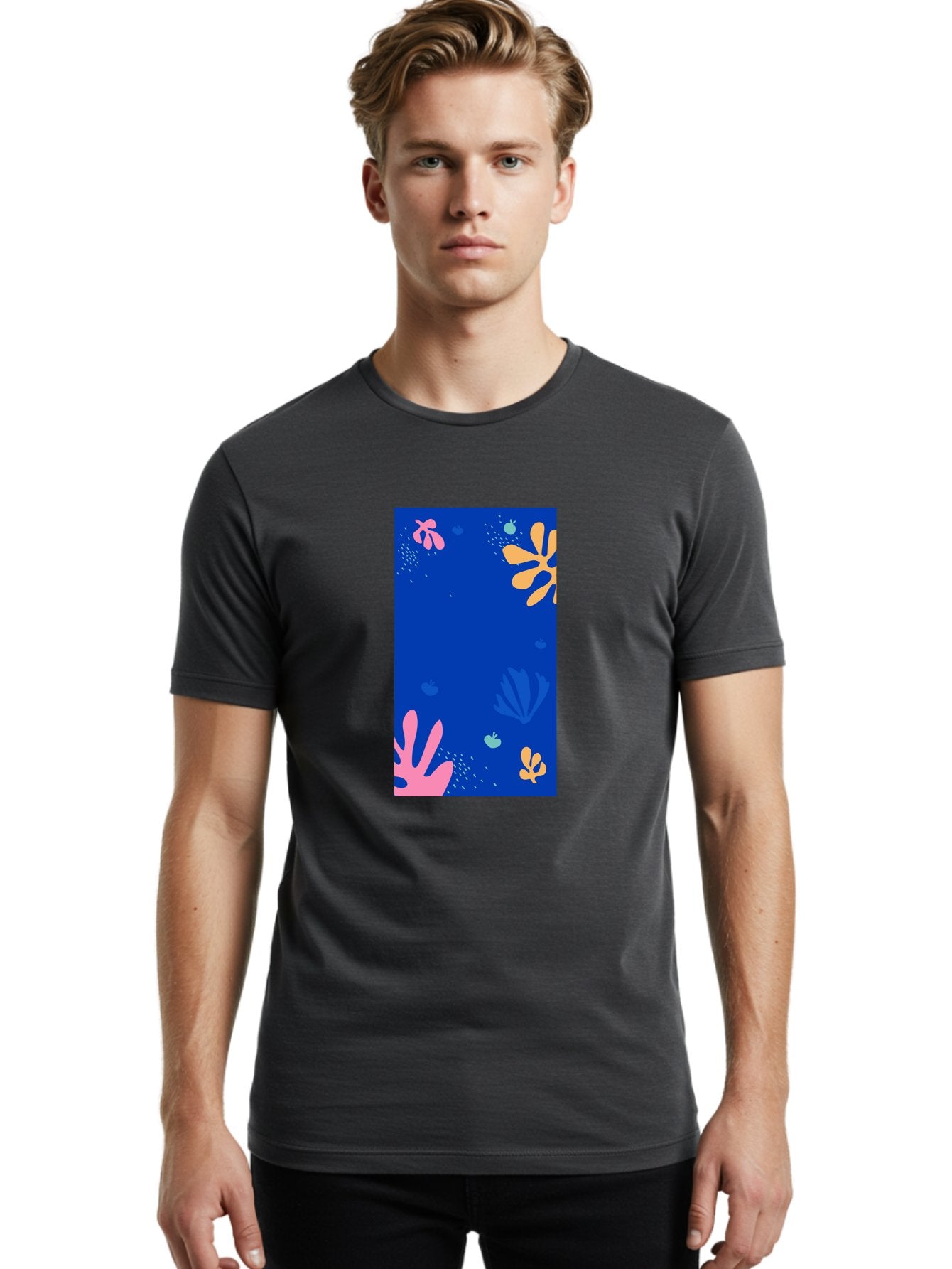 Underwater-Florals Men'S Graphic Tee, 100% Cotton, Comfortable Casual Summer Wear, Machine Washable, Underwater Scene, Colorful Flowers, Coral, Aquatic Plants, Ocean Life, Vibrant Colors, Whimsical Design, Digital Art, Floral Pattern, Aab638 22