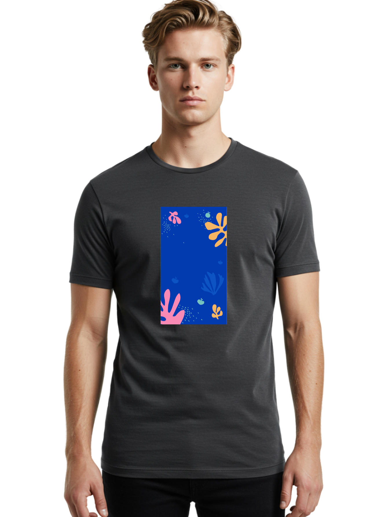 Underwater-Florals Men'S Graphic Tee, 100% Cotton, Comfortable Casual Summer Wear, Machine Washable, Underwater Scene, Colorful Flowers, Coral, Aquatic Plants, Ocean Life, Vibrant Colors, Whimsical Design, Digital Art, Floral Pattern, Aab638 18