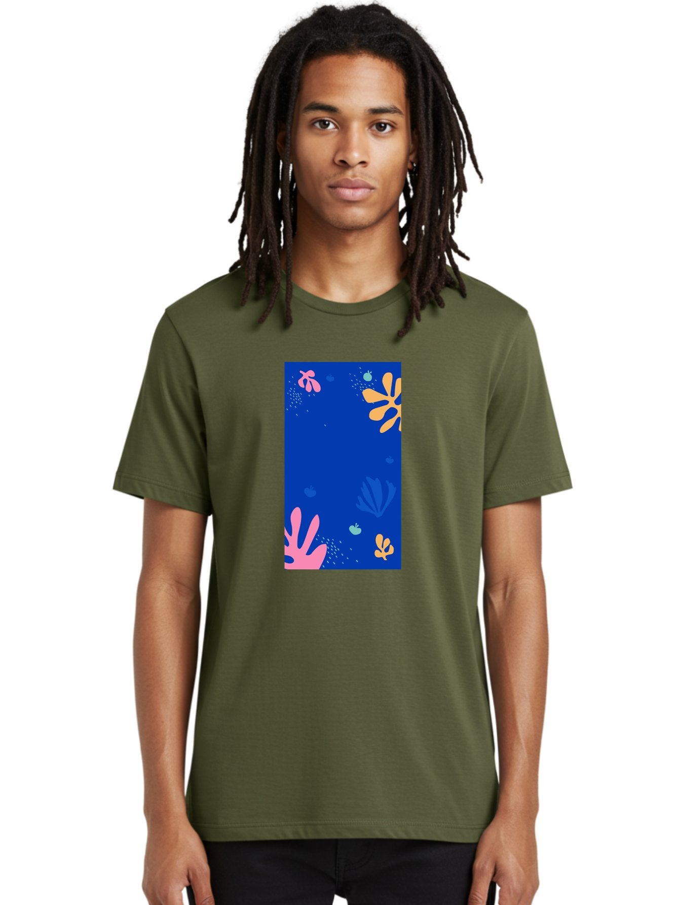 Underwater-Florals Men'S Graphic Tee, 100% Cotton, Comfortable Casual Summer Wear, Machine Washable, Underwater Scene, Colorful Flowers, Coral, Aquatic Plants, Ocean Life, Vibrant Colors, Whimsical Design, Digital Art, Floral Pattern, Aab638 27