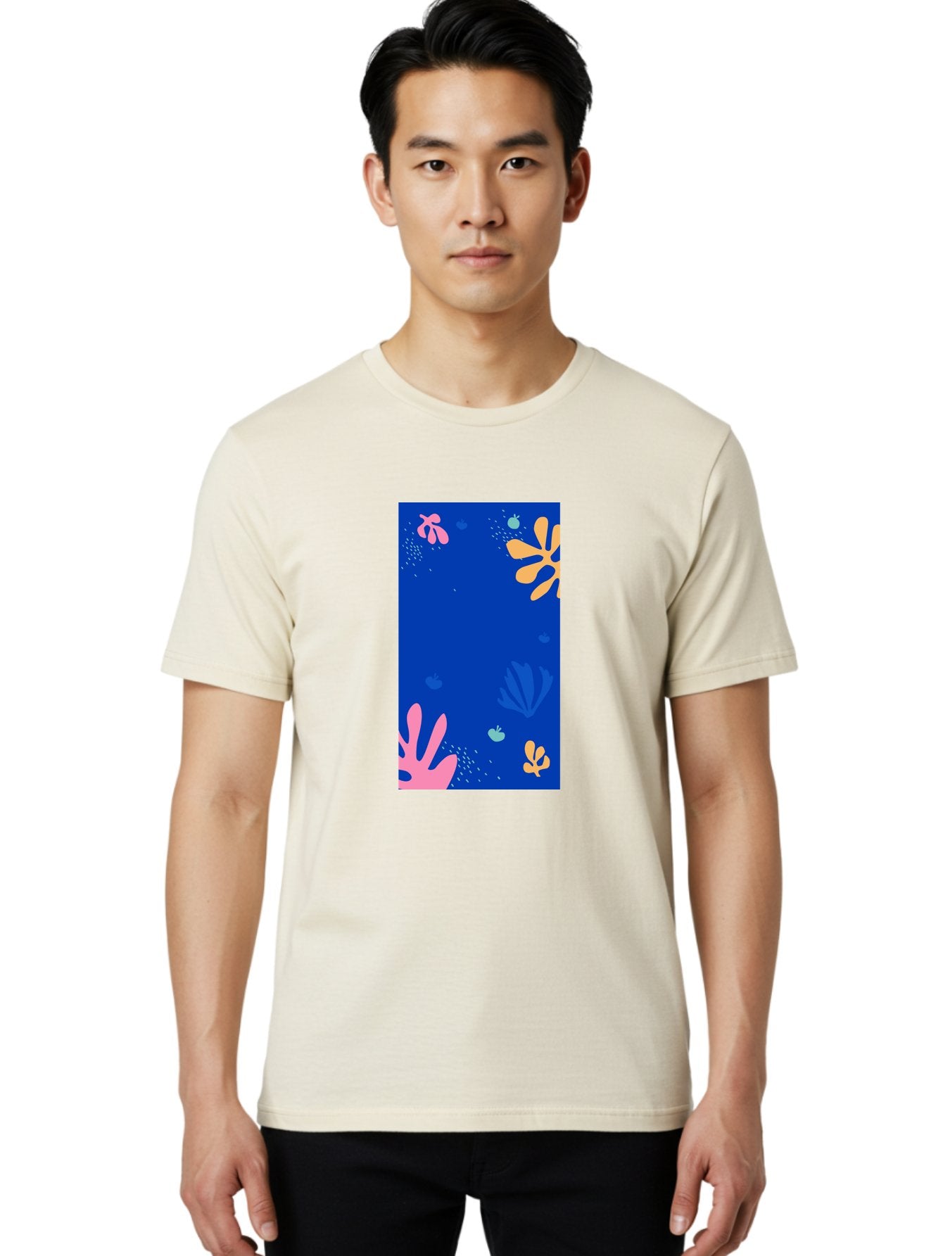 Underwater-Florals Men'S Graphic Tee, 100% Cotton, Comfortable Casual Summer Wear, Machine Washable, Underwater Scene, Colorful Flowers, Coral, Aquatic Plants, Ocean Life, Vibrant Colors, Whimsical Design, Digital Art, Floral Pattern, Aab638 30