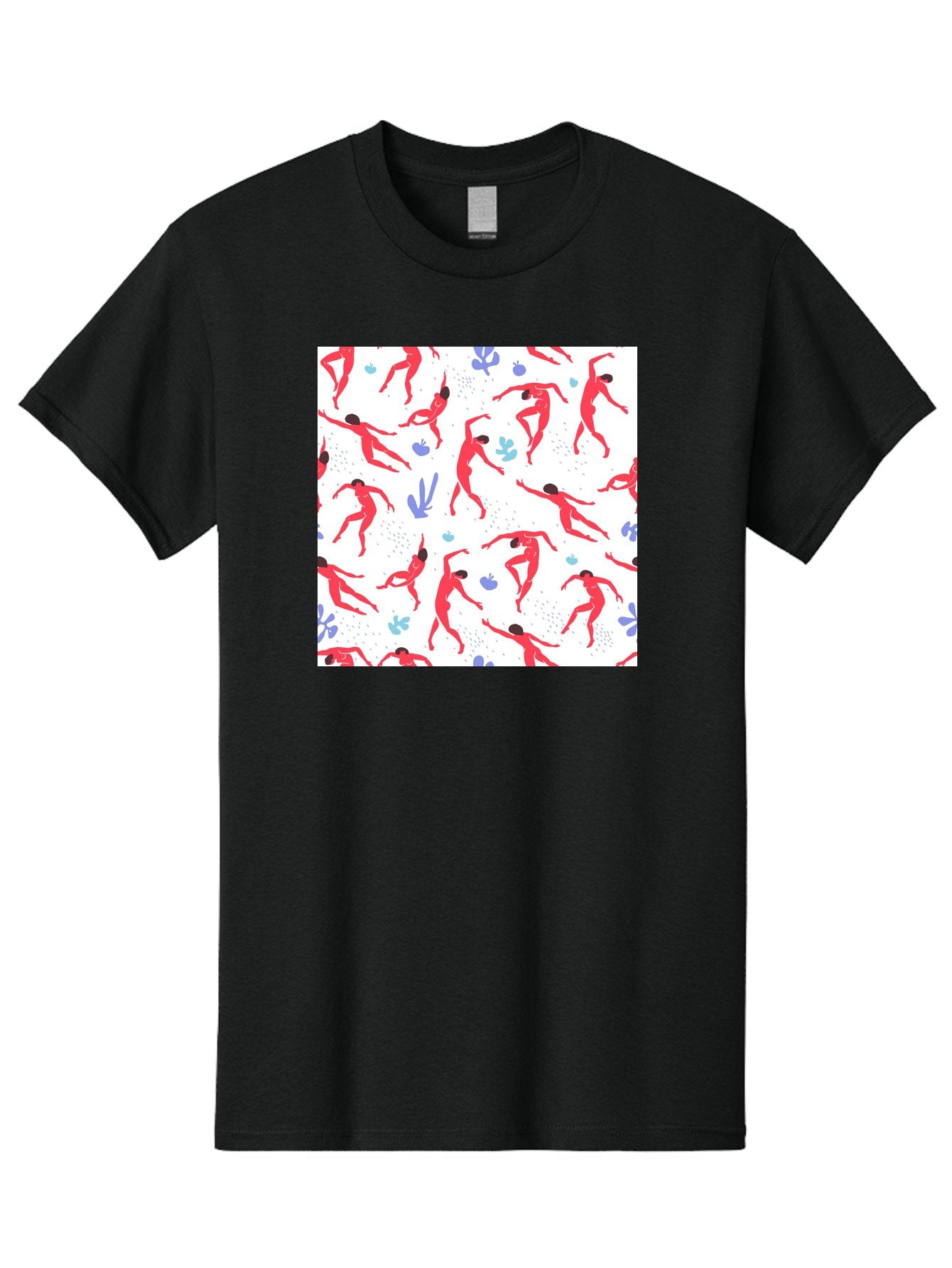Yoga-Pattern Men'S Graphic Tee, 100% Cotton, Comfortable Casual Summer Wear, Machine Washable, Nude Figures, Red Silhouettes, Dynamic Poses, Yoga, Wellness, Floral Patterns, Abstract Shapes, Playful Designs, Modern Art, Minimalist Aesthetic Aab639 3