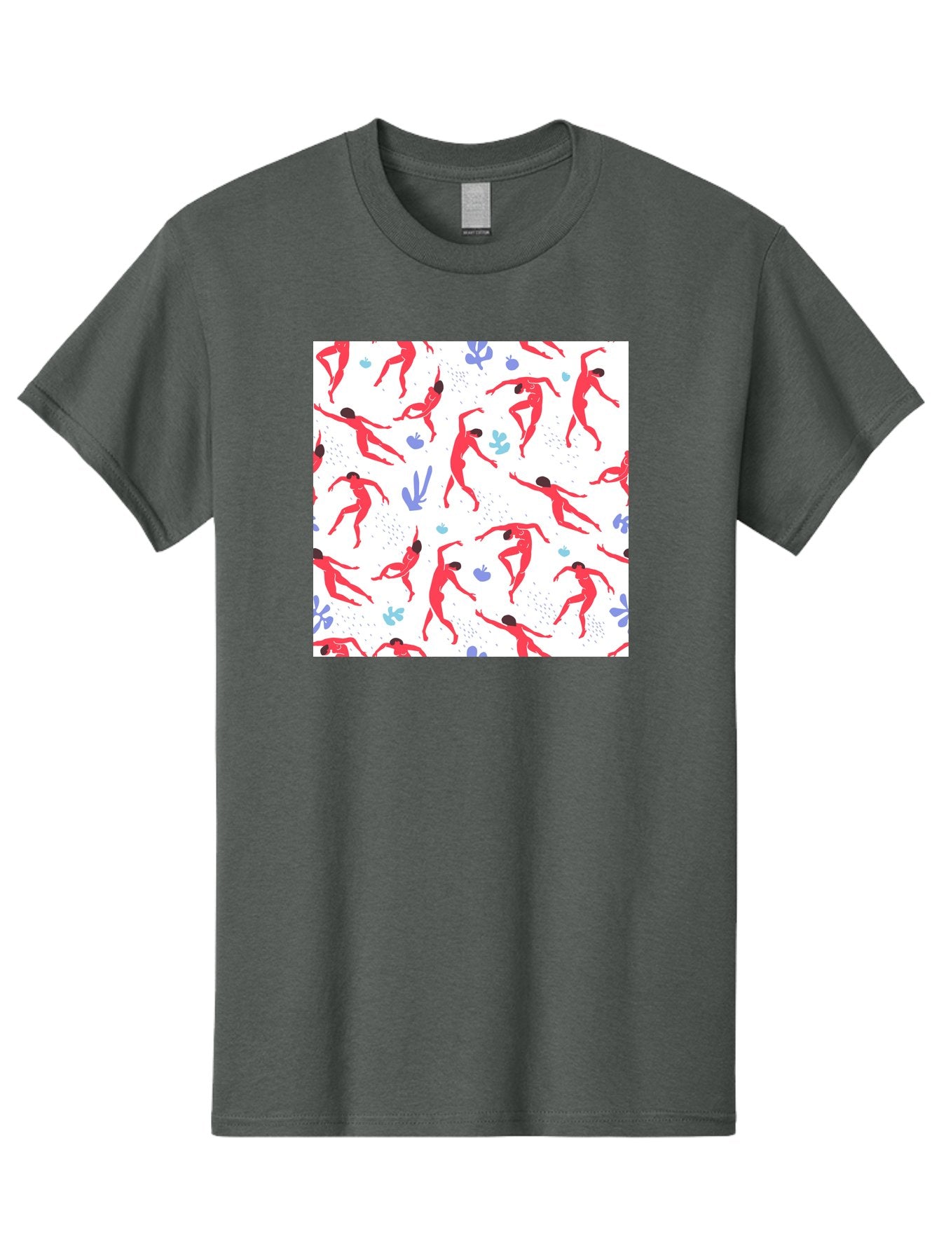 Yoga-Pattern Men'S Graphic Tee, 100% Cotton, Comfortable Casual Summer Wear, Machine Washable, Nude Figures, Red Silhouettes, Dynamic Poses, Yoga, Wellness, Floral Patterns, Abstract Shapes, Playful Designs, Modern Art, Minimalist Aesthetic Aab639 15