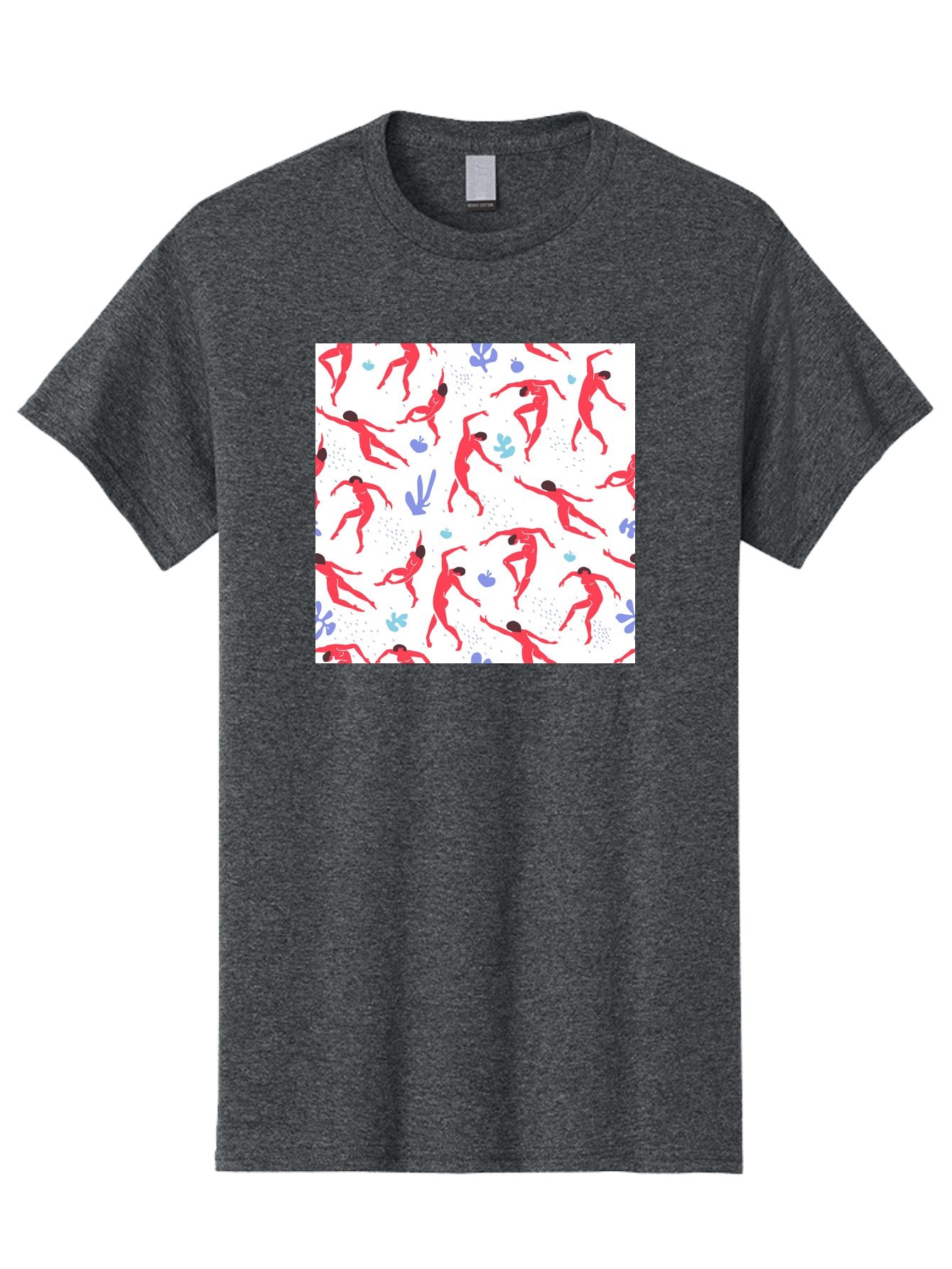 Yoga-Pattern Men'S Graphic Tee, 100% Cotton, Comfortable Casual Summer Wear, Machine Washable, Nude Figures, Red Silhouettes, Dynamic Poses, Yoga, Wellness, Floral Patterns, Abstract Shapes, Playful Designs, Modern Art, Minimalist Aesthetic Aab639 13
