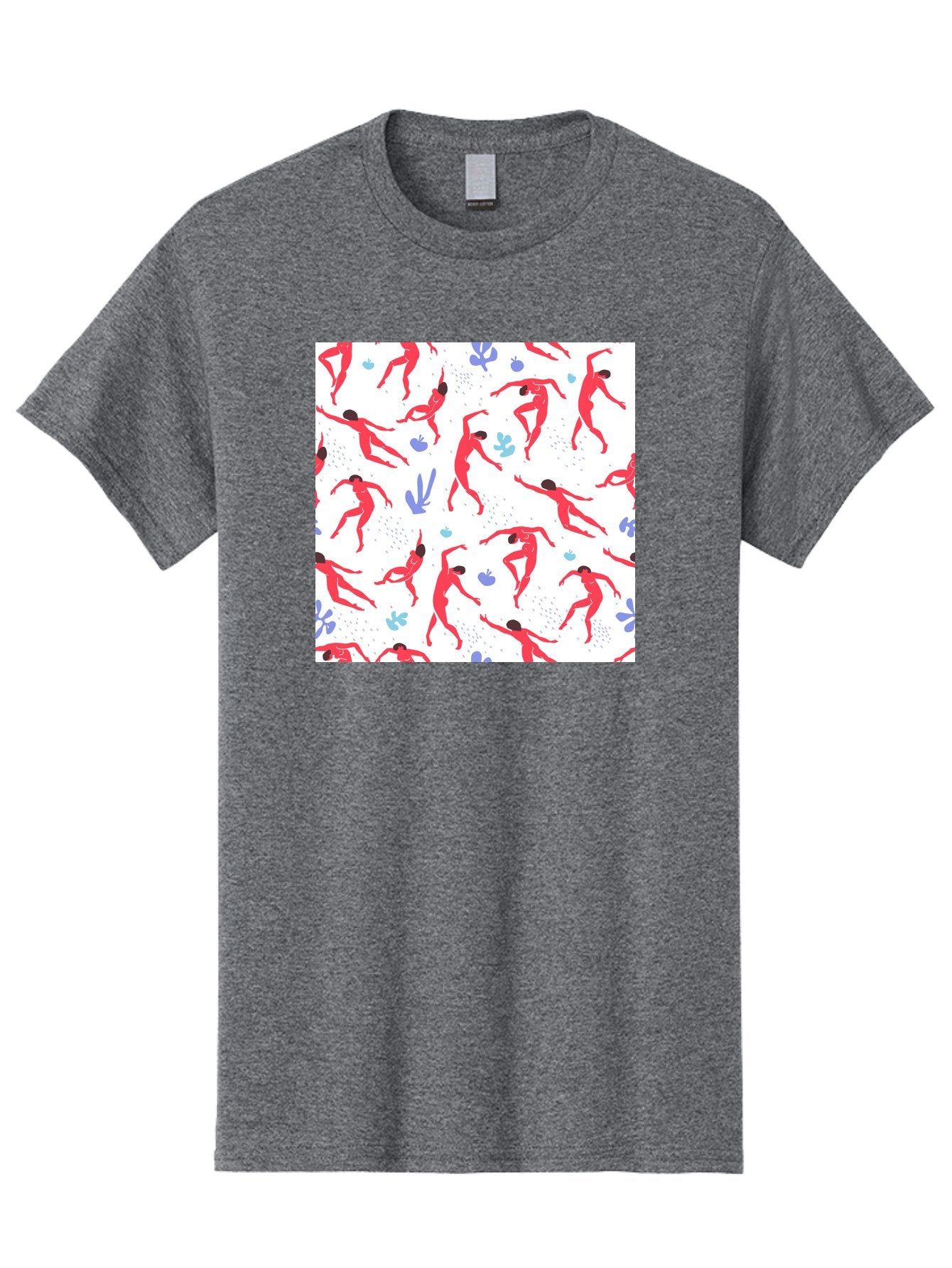 Yoga-Pattern Men'S Graphic Tee, 100% Cotton, Comfortable Casual Summer Wear, Machine Washable, Nude Figures, Red Silhouettes, Dynamic Poses, Yoga, Wellness, Floral Patterns, Abstract Shapes, Playful Designs, Modern Art, Minimalist Aesthetic Aab639 4
