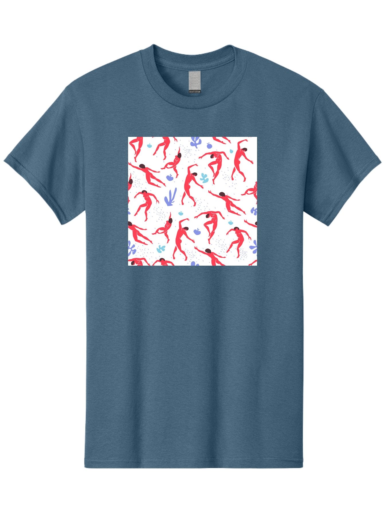 Yoga-Pattern Men'S Graphic Tee, 100% Cotton, Comfortable Casual Summer Wear, Machine Washable, Nude Figures, Red Silhouettes, Dynamic Poses, Yoga, Wellness, Floral Patterns, Abstract Shapes, Playful Designs, Modern Art, Minimalist Aesthetic Aab639 11