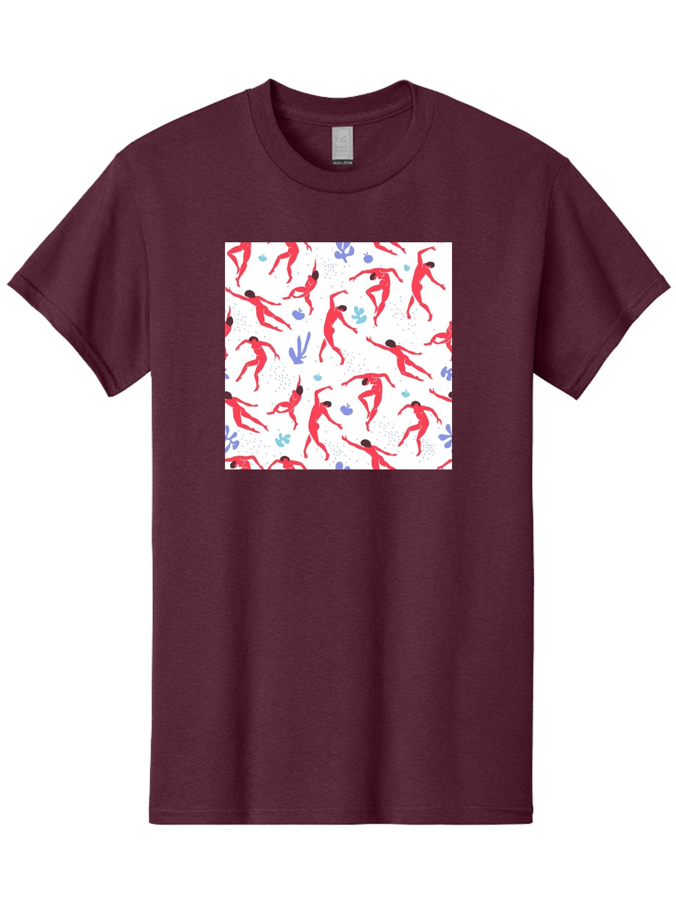 Yoga-Pattern Men'S Graphic Tee, 100% Cotton, Comfortable Casual Summer Wear, Machine Washable, Nude Figures, Red Silhouettes, Dynamic Poses, Yoga, Wellness, Floral Patterns, Abstract Shapes, Playful Designs, Modern Art, Minimalist Aesthetic Aab639 6