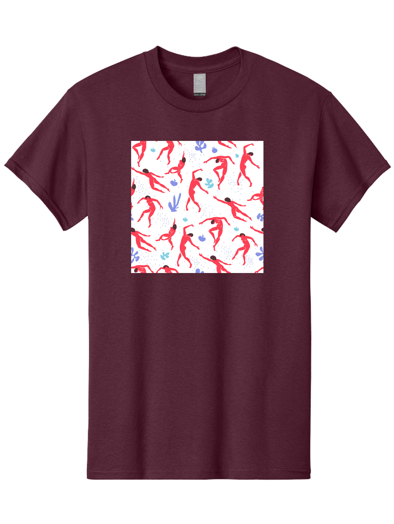 Yoga-Pattern Men'S Graphic Tee, 100% Cotton, Comfortable Casual Summer Wear, Machine Washable, Nude Figures, Red Silhouettes, Dynamic Poses, Yoga, Wellness, Floral Patterns, Abstract Shapes, Playful Designs, Modern Art, Minimalist Aesthetic Aab639 13