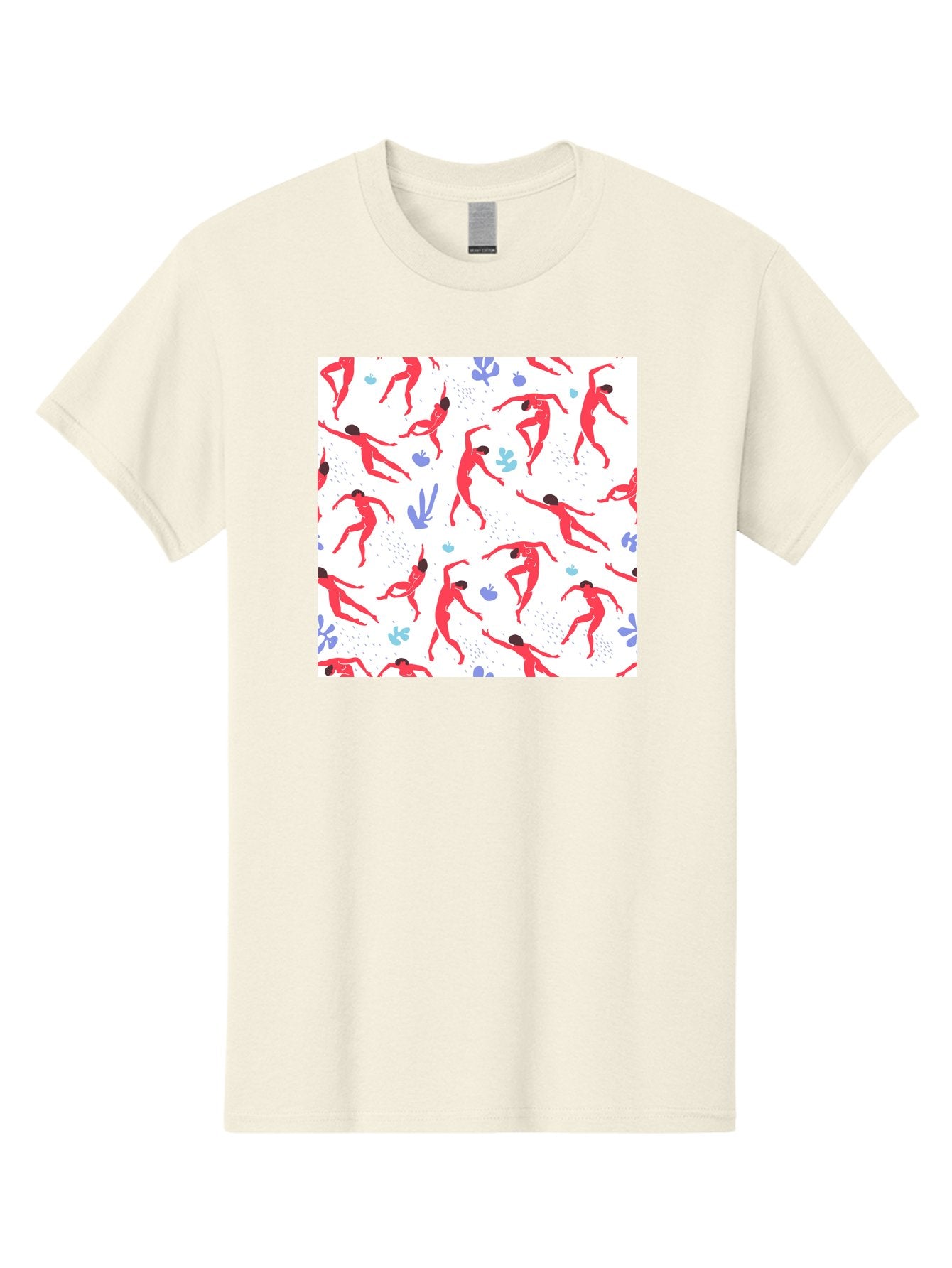 Yoga-Pattern Men'S Graphic Tee, 100% Cotton, Comfortable Casual Summer Wear, Machine Washable, Nude Figures, Red Silhouettes, Dynamic Poses, Yoga, Wellness, Floral Patterns, Abstract Shapes, Playful Designs, Modern Art, Minimalist Aesthetic Aab639 7