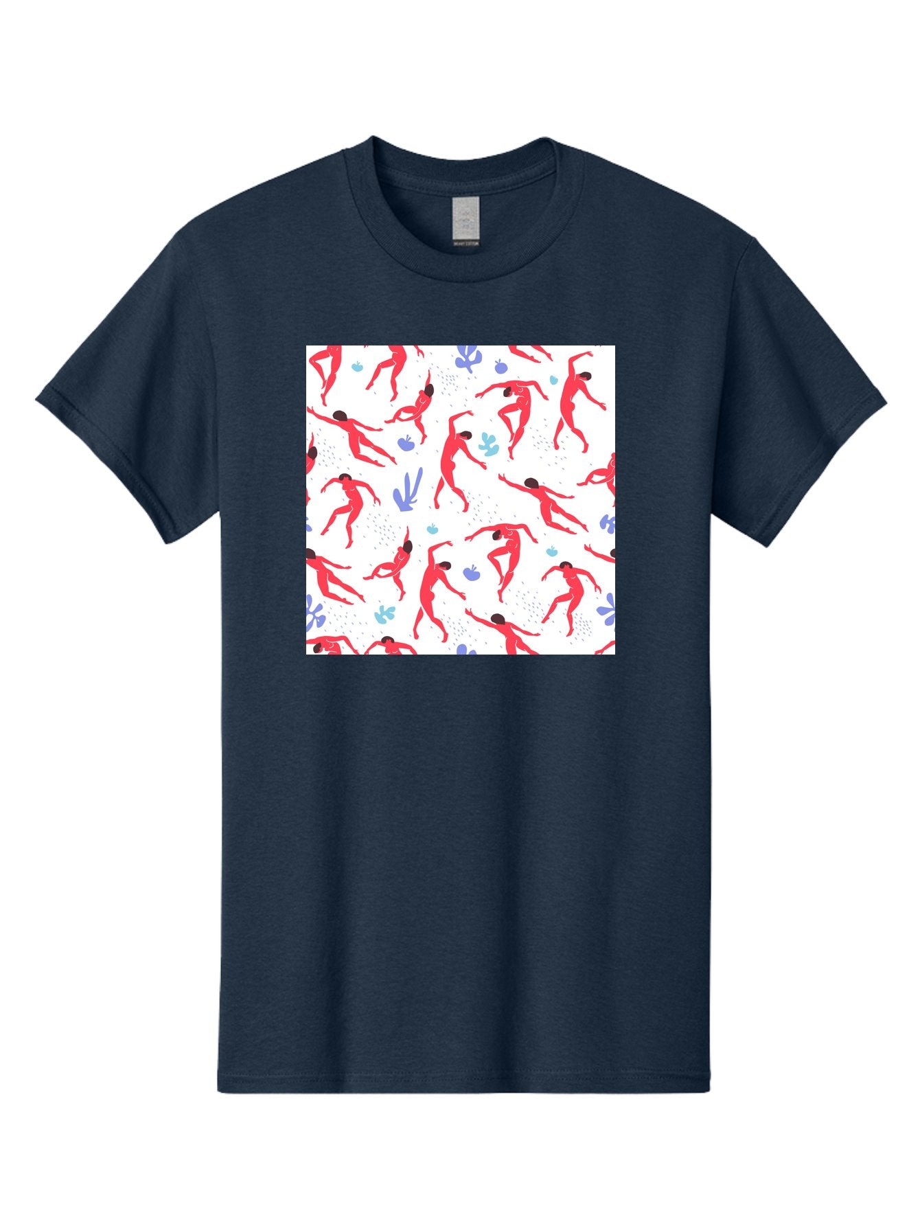 Yoga-Pattern Men'S Graphic Tee, 100% Cotton, Comfortable Casual Summer Wear, Machine Washable, Nude Figures, Red Silhouettes, Dynamic Poses, Yoga, Wellness, Floral Patterns, Abstract Shapes, Playful Designs, Modern Art, Minimalist Aesthetic Aab639 14