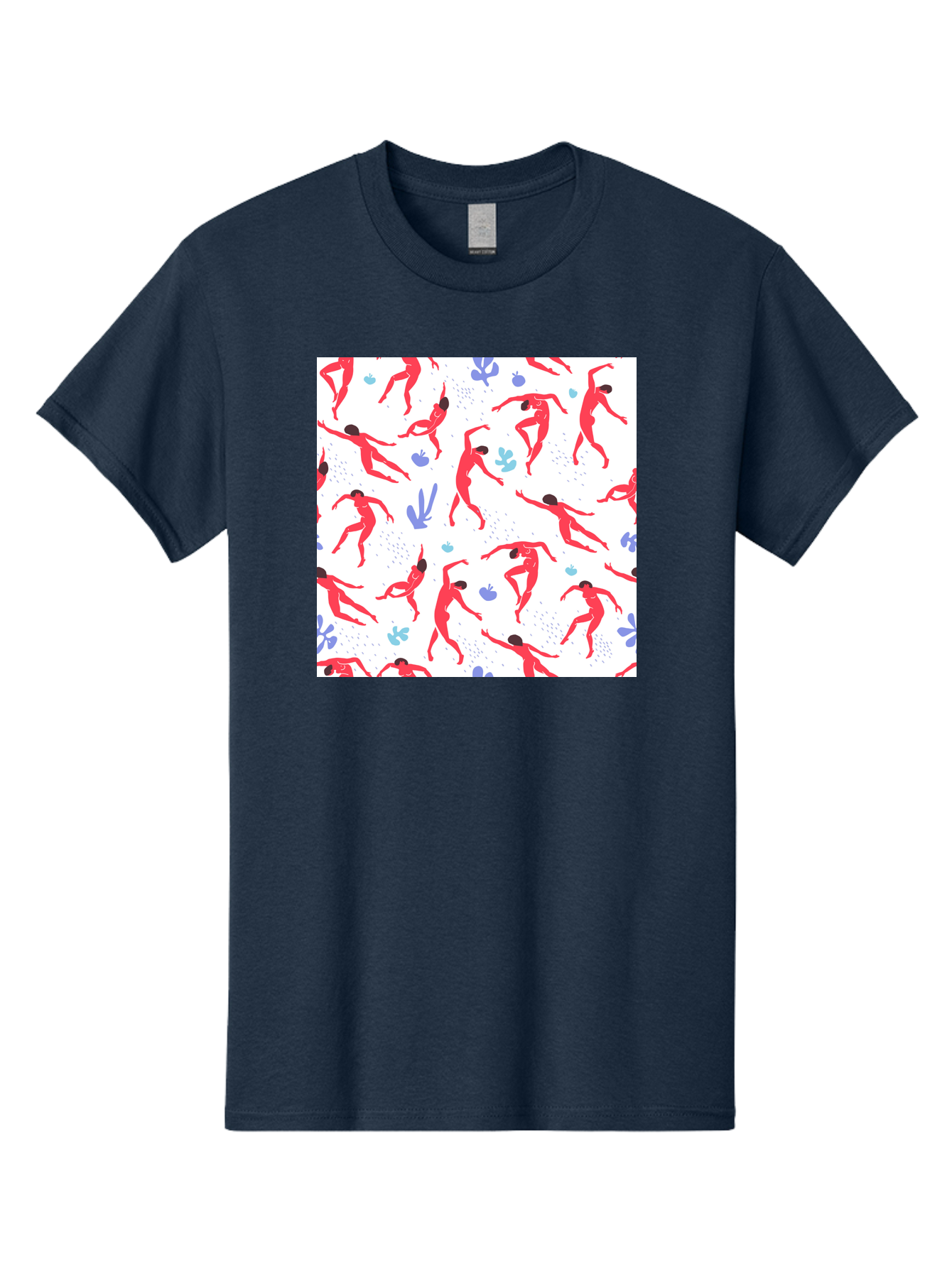 Yoga-Pattern Men'S Graphic Tee, 100% Cotton, Comfortable Casual Summer Wear, Machine Washable, Nude Figures, Red Silhouettes, Dynamic Poses, Yoga, Wellness, Floral Patterns, Abstract Shapes, Playful Designs, Modern Art, Minimalist Aesthetic Aab639 3