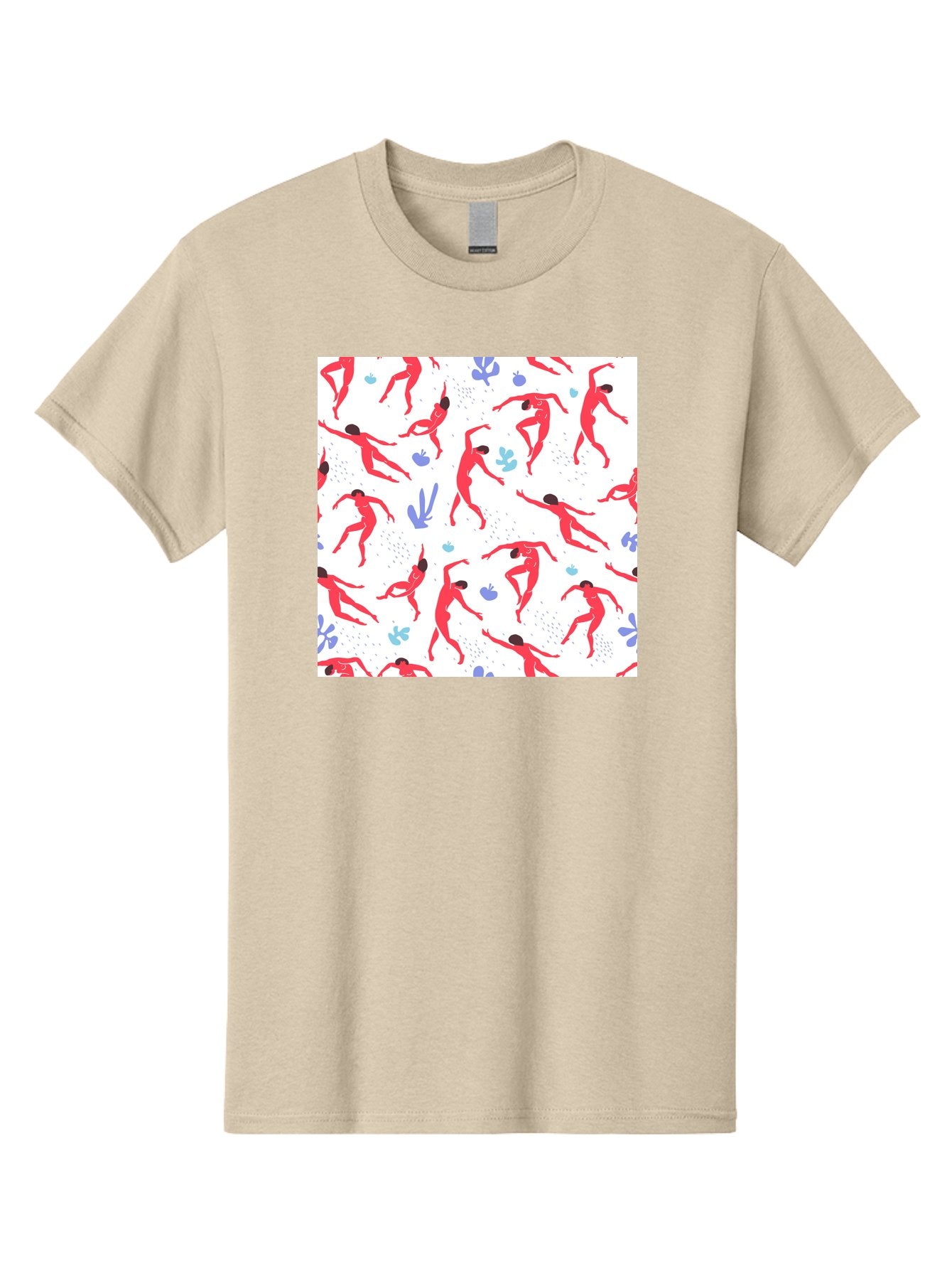 Yoga-Pattern Men'S Graphic Tee, 100% Cotton, Comfortable Casual Summer Wear, Machine Washable, Nude Figures, Red Silhouettes, Dynamic Poses, Yoga, Wellness, Floral Patterns, Abstract Shapes, Playful Designs, Modern Art, Minimalist Aesthetic Aab639 12