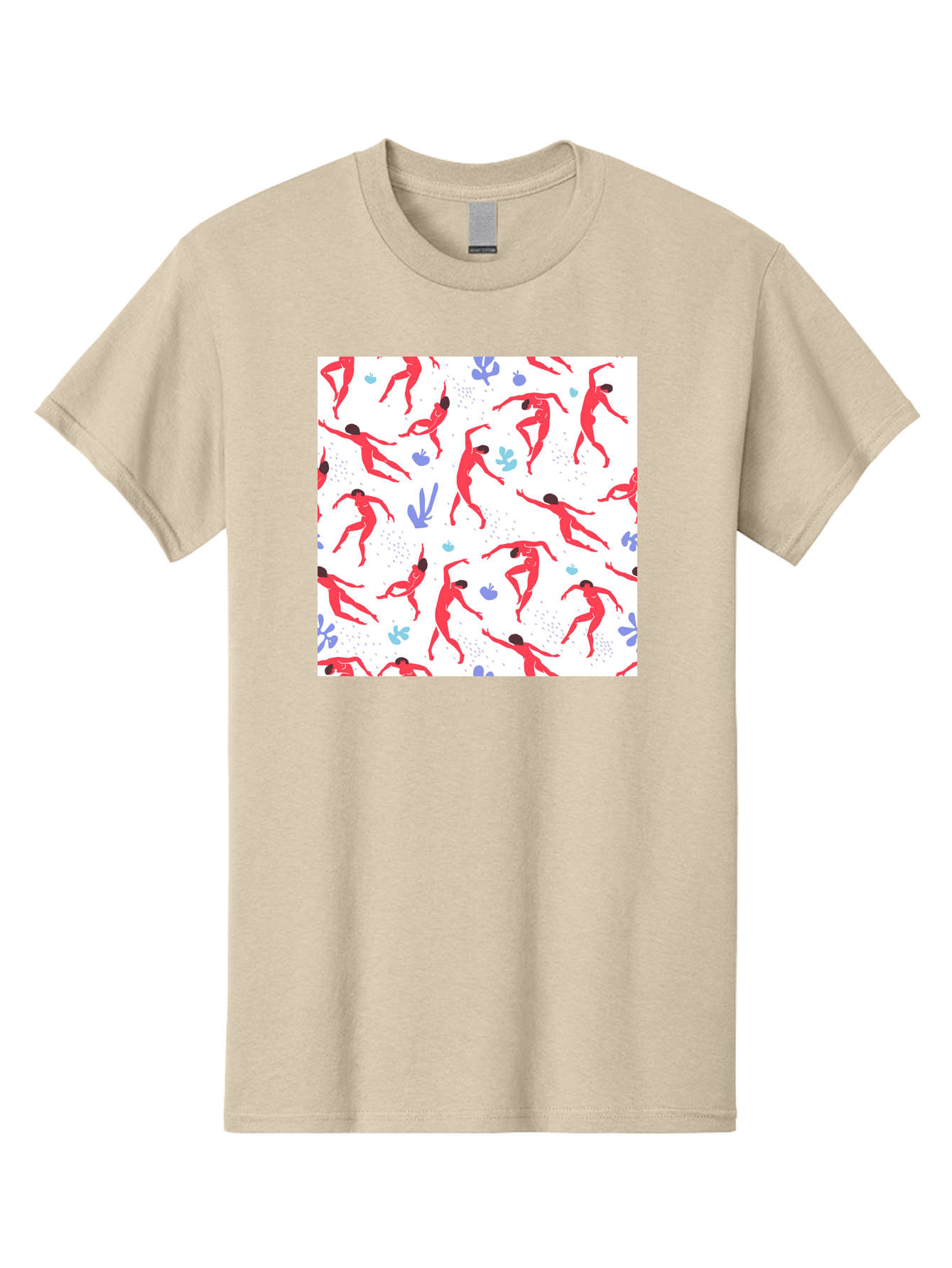 Yoga-Pattern Men'S Graphic Tee, 100% Cotton, Comfortable Casual Summer Wear, Machine Washable, Nude Figures, Red Silhouettes, Dynamic Poses, Yoga, Wellness, Floral Patterns, Abstract Shapes, Playful Designs, Modern Art, Minimalist Aesthetic Aab639 5