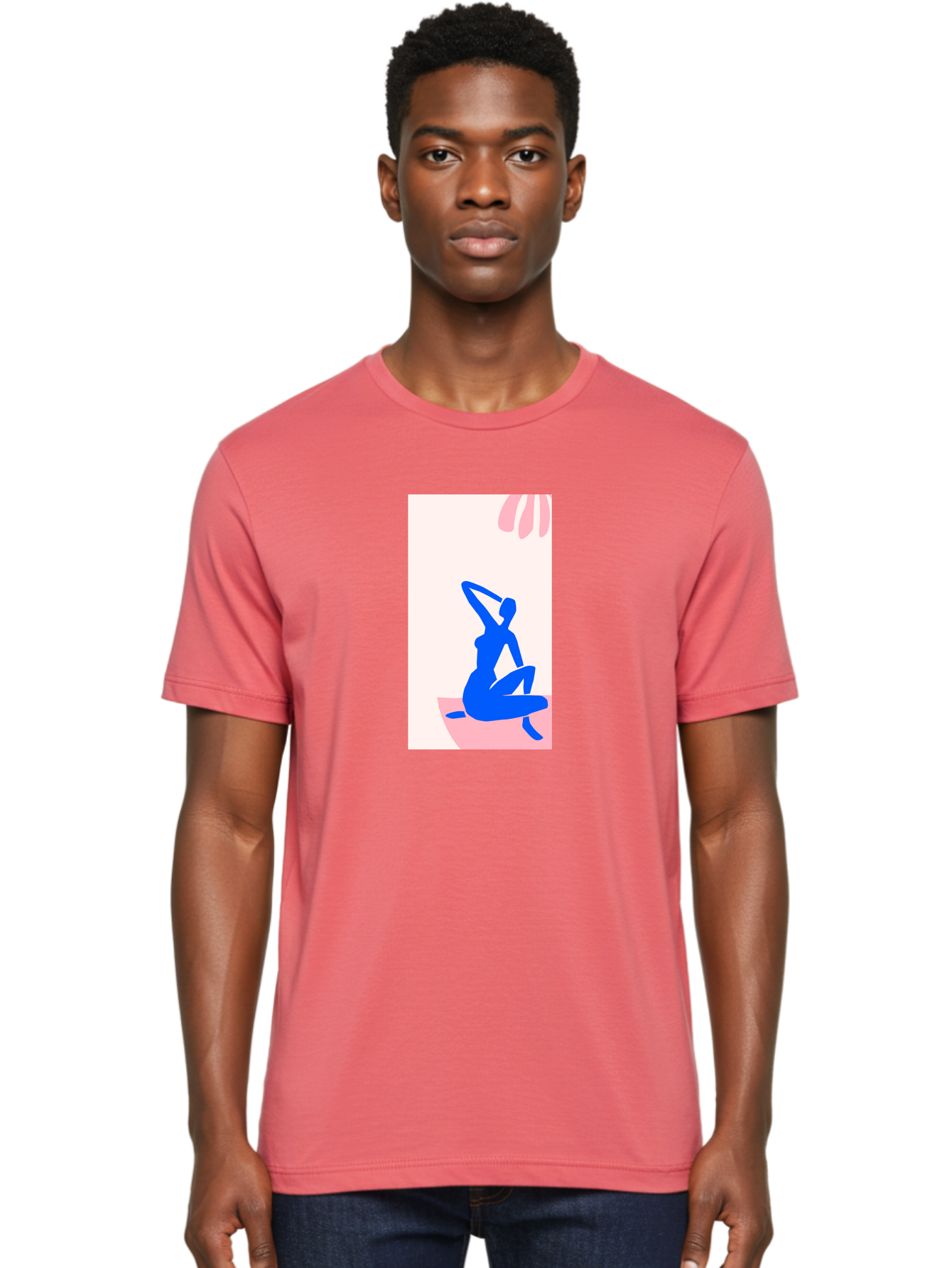 Yoga-Pose Men'S Graphic Tee, 100% Cotton, Comfortable Casual Summer Wear, Machine Washable, Yoga Silhouette, Serene Pose, Blue Figure, Wellness, Fitness, Meditation, Relaxation, Mindfulness, Calm Atmosphere Aab640 20