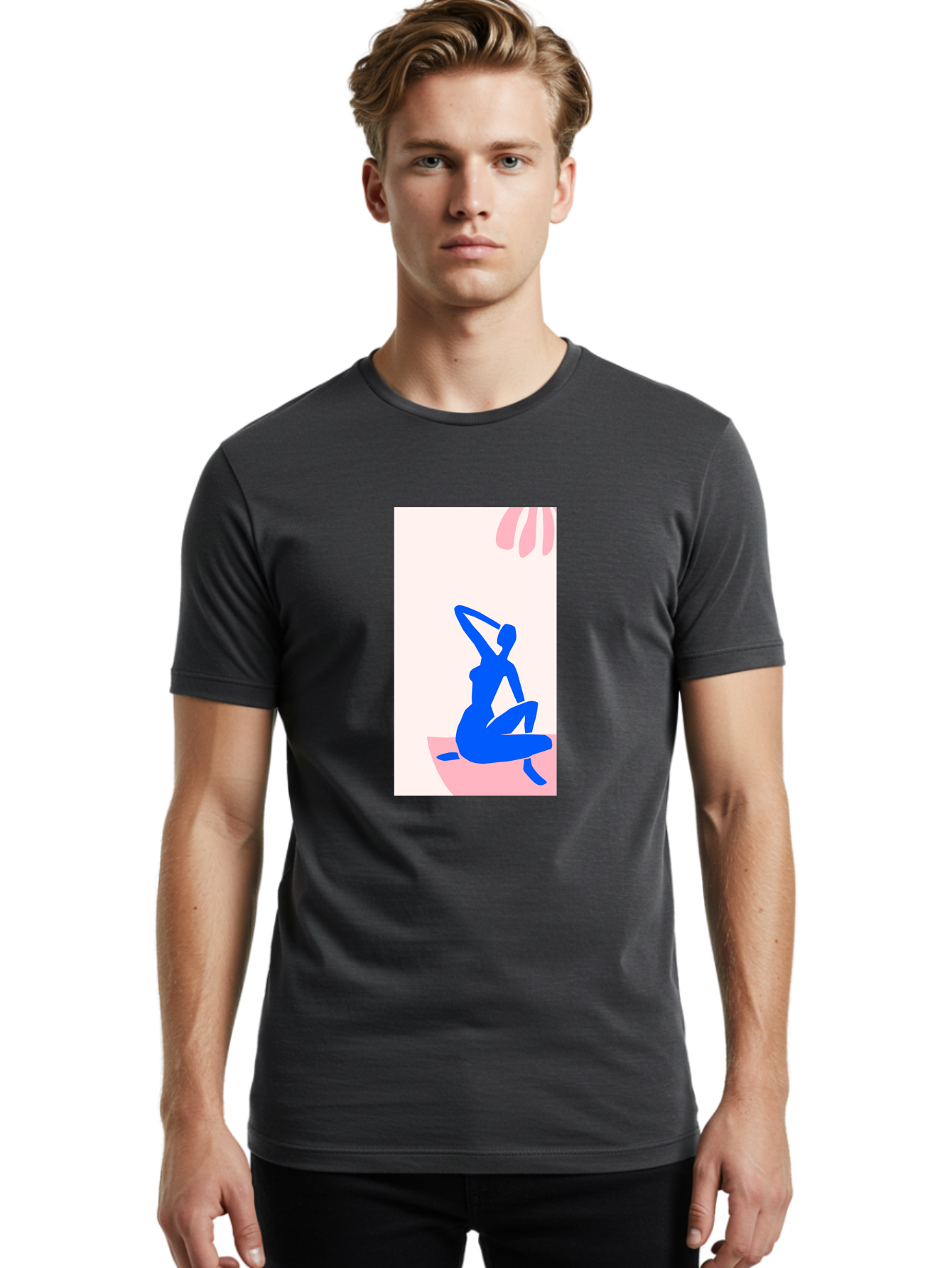 Yoga-Pose Men'S Graphic Tee, 100% Cotton, Comfortable Casual Summer Wear, Machine Washable, Yoga Silhouette, Serene Pose, Blue Figure, Wellness, Fitness, Meditation, Relaxation, Mindfulness, Calm Atmosphere Aab640 14
