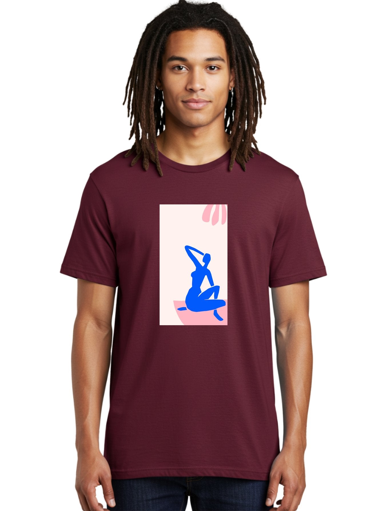 Yoga-Pose Men'S Graphic Tee, 100% Cotton, Comfortable Casual Summer Wear, Machine Washable, Yoga Silhouette, Serene Pose, Blue Figure, Wellness, Fitness, Meditation, Relaxation, Mindfulness, Calm Atmosphere Aab640 17