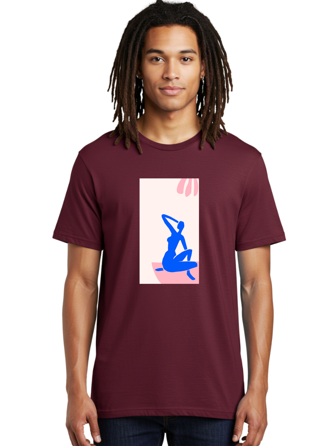 Yoga-Pose Men'S Graphic Tee, 100% Cotton, Comfortable Casual Summer Wear, Machine Washable, Yoga Silhouette, Serene Pose, Blue Figure, Wellness, Fitness, Meditation, Relaxation, Mindfulness, Calm Atmosphere Aab640 28