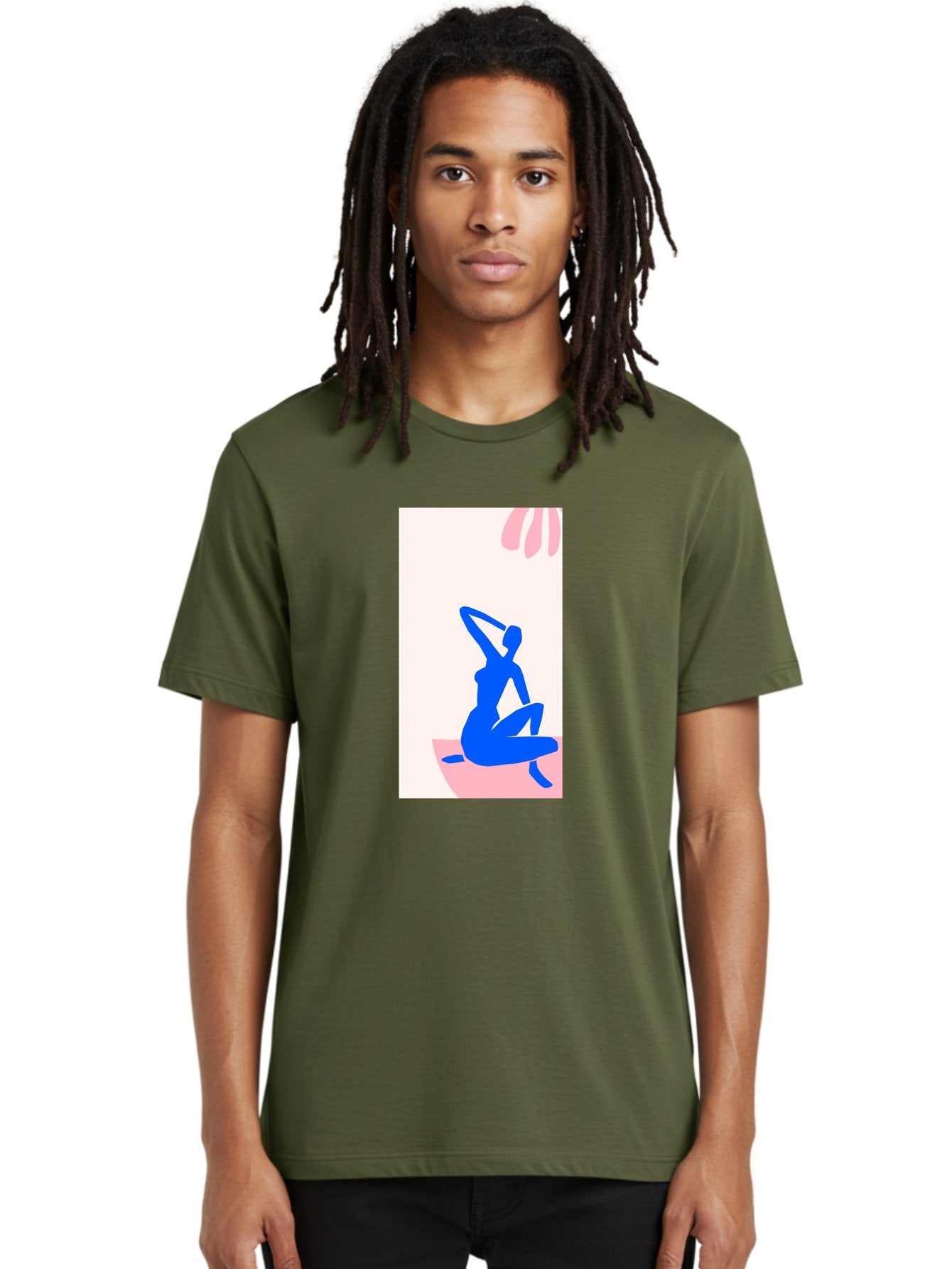 Yoga-Pose Men'S Graphic Tee, 100% Cotton, Comfortable Casual Summer Wear, Machine Washable, Yoga Silhouette, Serene Pose, Blue Figure, Wellness, Fitness, Meditation, Relaxation, Mindfulness, Calm Atmosphere Aab640 22