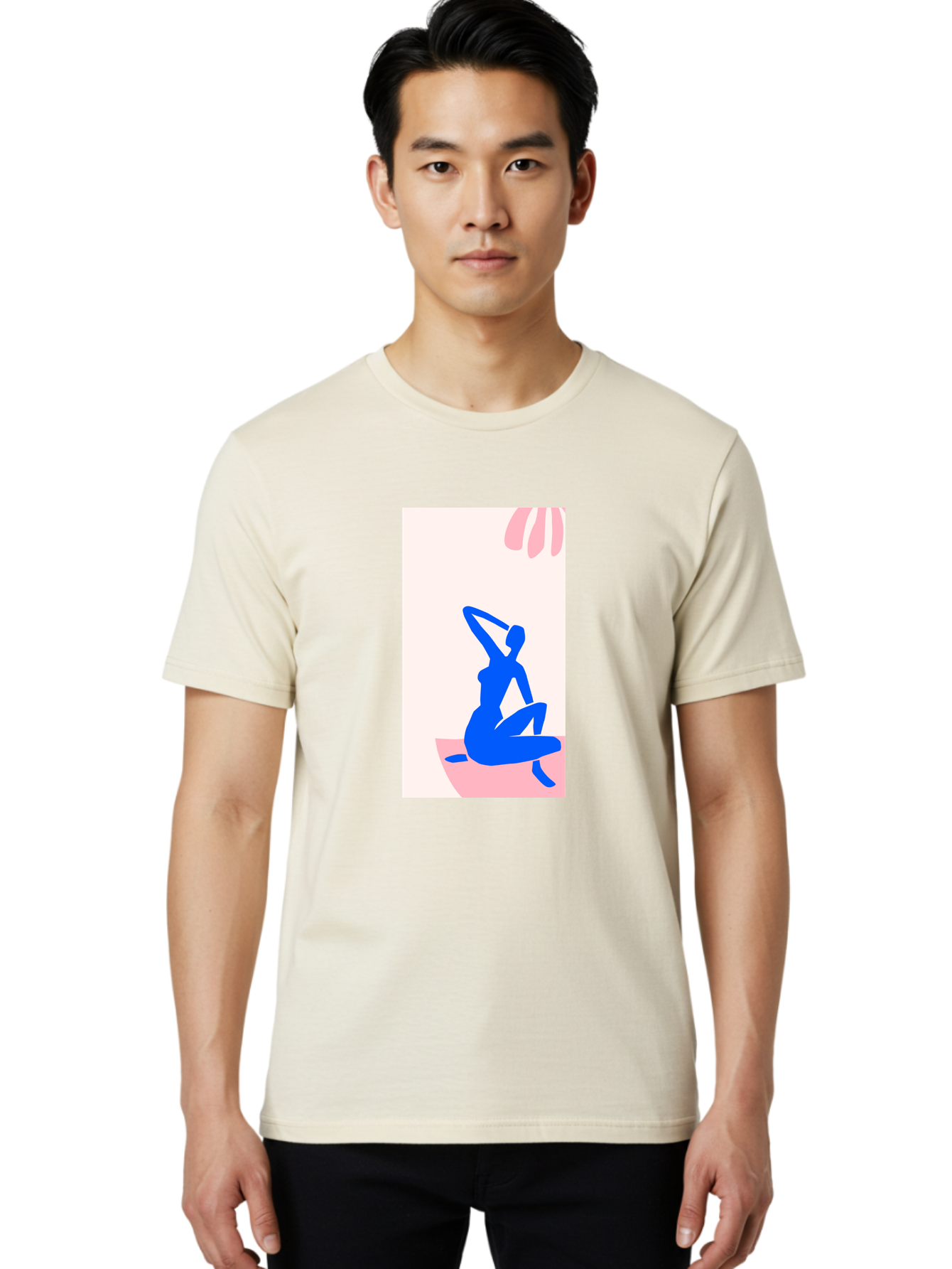 Yoga-Pose Men'S Graphic Tee, 100% Cotton, Comfortable Casual Summer Wear, Machine Washable, Yoga Silhouette, Serene Pose, Blue Figure, Wellness, Fitness, Meditation, Relaxation, Mindfulness, Calm Atmosphere Aab640 22