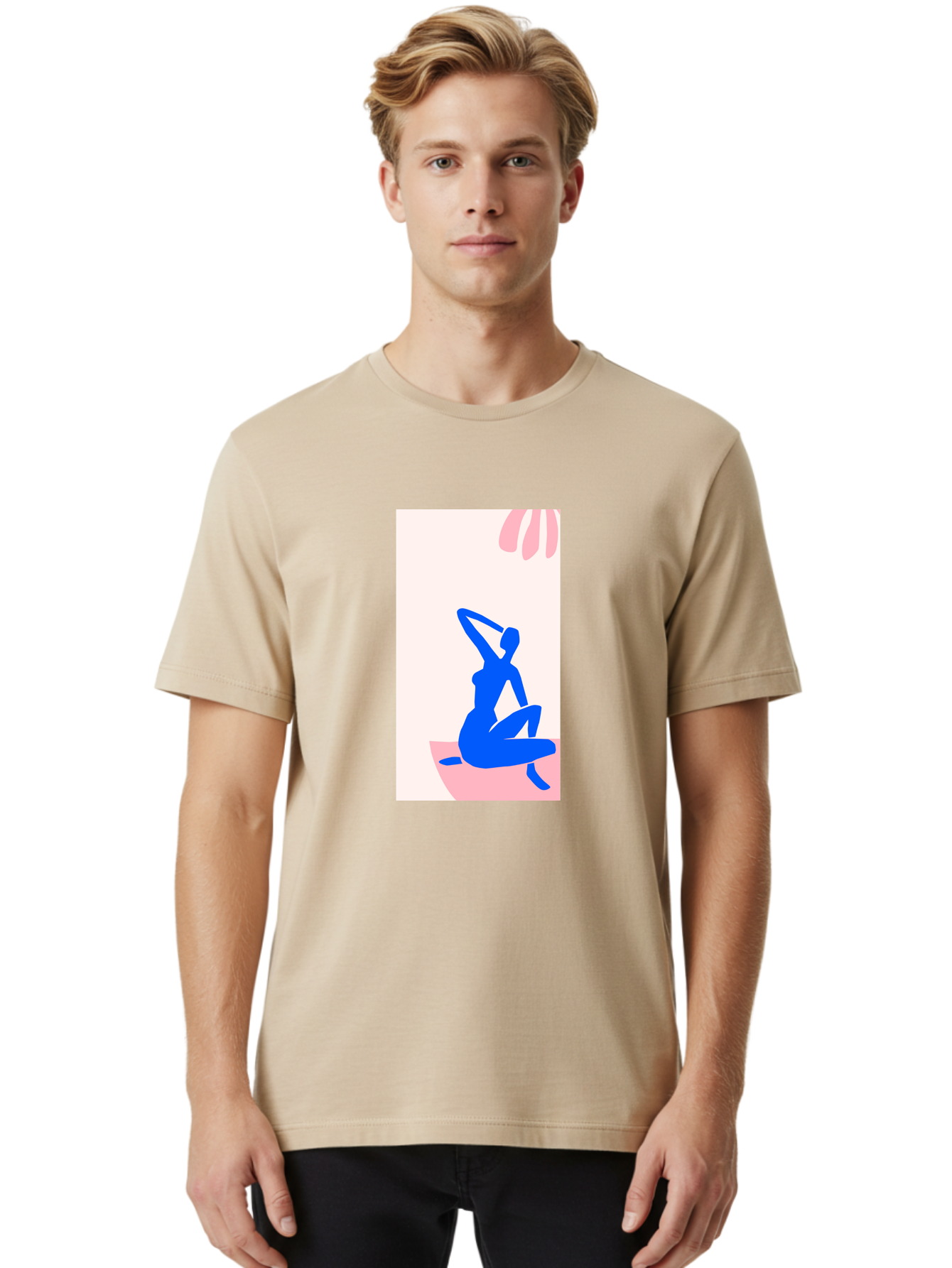 Yoga-Pose Men'S Graphic Tee, 100% Cotton, Comfortable Casual Summer Wear, Machine Washable, Yoga Silhouette, Serene Pose, Blue Figure, Wellness, Fitness, Meditation, Relaxation, Mindfulness, Calm Atmosphere Aab640 16