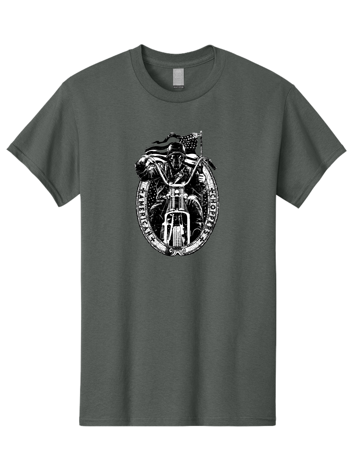 American-Chopper Men'S Graphic Tee, 100% Cotton, Comfortable Casual Summer Wear, Machine Washable, Motorcycle Culture, Biker Graphics, Patriotic Symbol, Chopper Bike, Skull Rider, American Flag, Bold Design, Black And White Illustration, Aab642 29