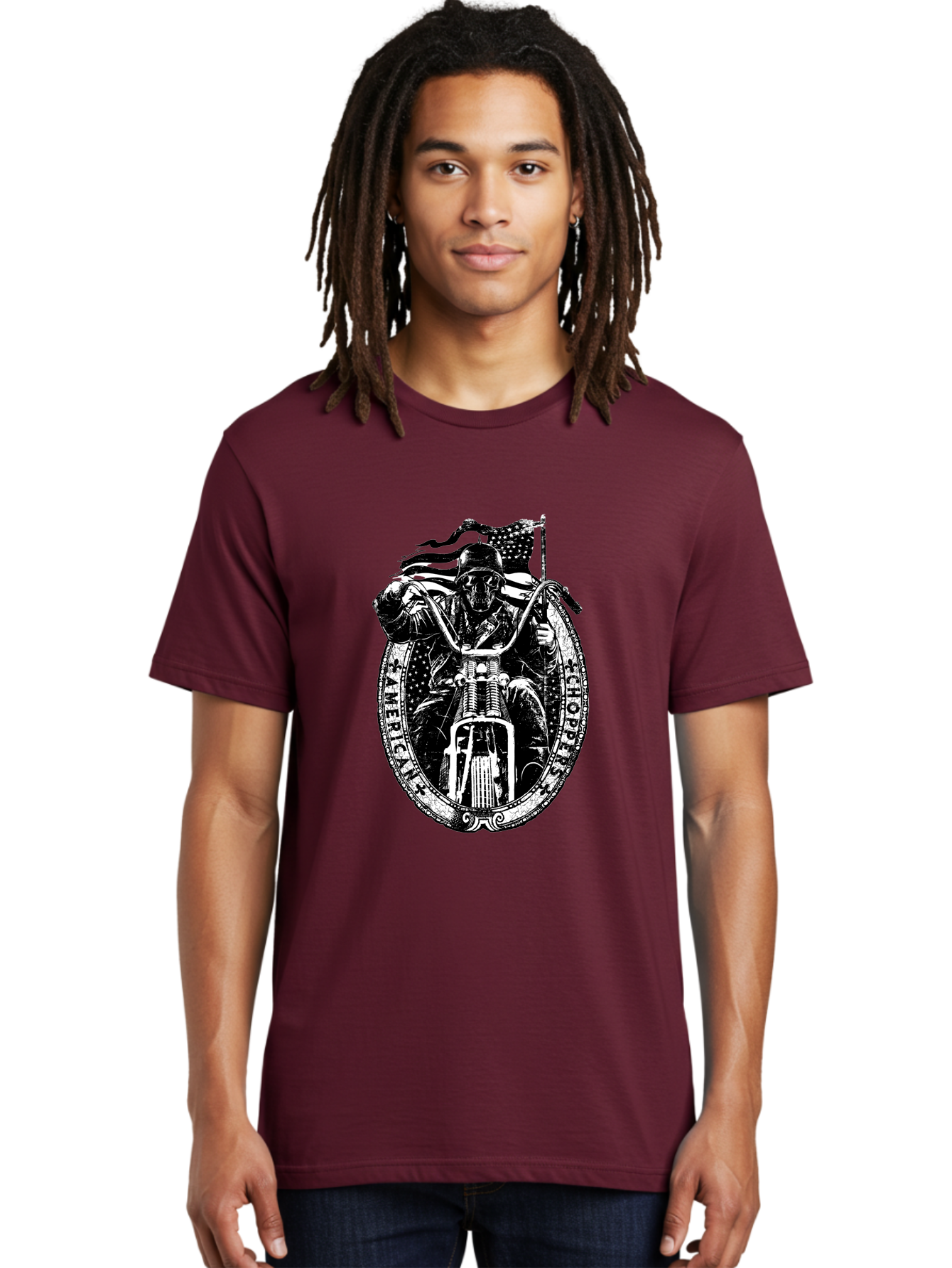 American-Chopper Men'S Graphic Tee, 100% Cotton, Comfortable Casual Summer Wear, Machine Washable, Motorcycle Culture, Biker Graphics, Patriotic Symbol, Chopper Bike, Skull Rider, American Flag, Bold Design, Black And White Illustration, Aab642 12