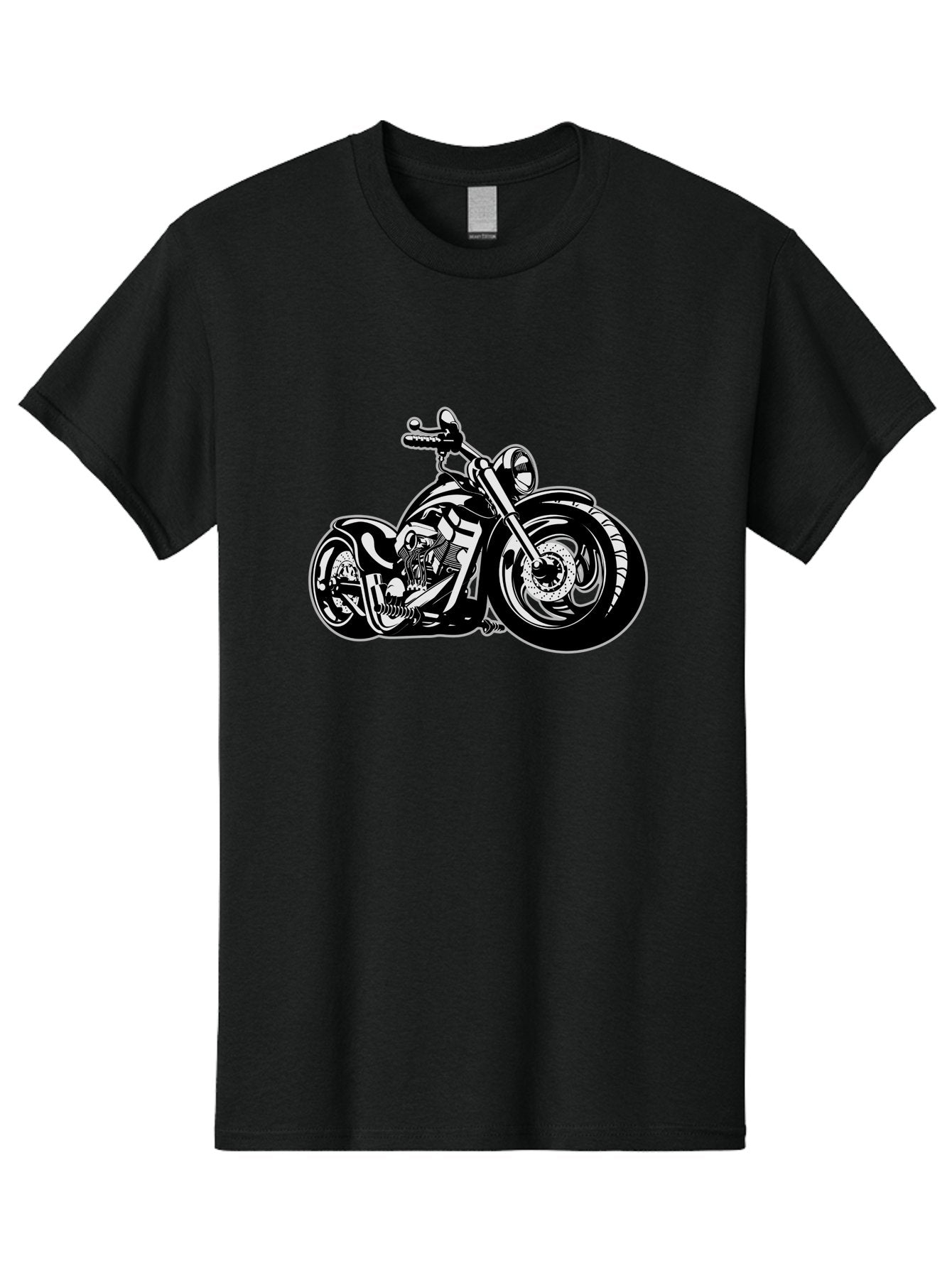 Chopper-Motorcycle Men'S Graphic Tee, 100% Cotton, Comfortable Casual Summer Wear, Machine Washable, Custom Motorcycle, Chopper Bike, Black And White Illustration, Biker Culture, Motorcycle Art, Custom Wheels, Chrome Exhaust, Motorbike Design Aab644 15