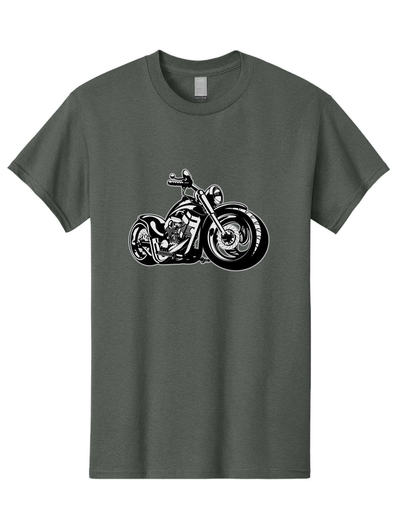 Chopper-Motorcycle Men'S Graphic Tee, 100% Cotton, Comfortable Casual Summer Wear, Machine Washable, Custom Motorcycle, Chopper Bike, Black And White Illustration, Biker Culture, Motorcycle Art, Custom Wheels, Chrome Exhaust, Motorbike Design Aab644 7