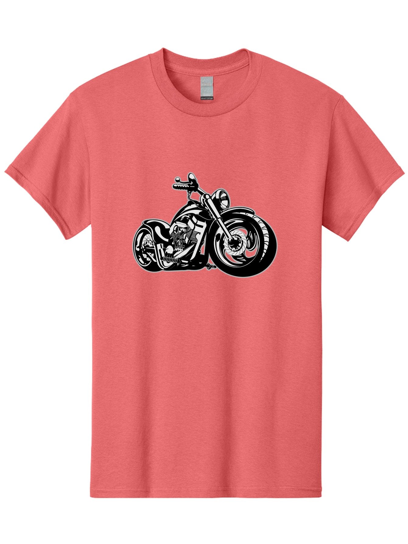 Chopper-Motorcycle Men'S Graphic Tee, 100% Cotton, Comfortable Casual Summer Wear, Machine Washable, Custom Motorcycle, Chopper Bike, Black And White Illustration, Biker Culture, Motorcycle Art, Custom Wheels, Chrome Exhaust, Motorbike Design Aab644 12