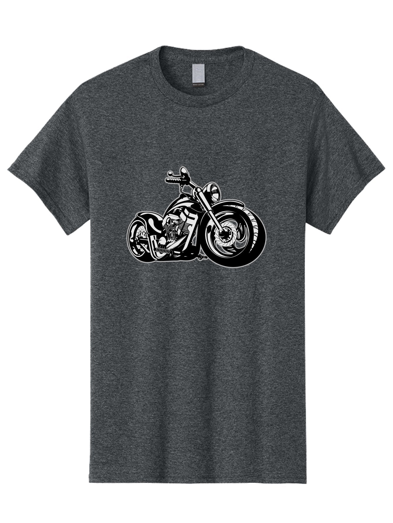 Chopper-Motorcycle Men'S Graphic Tee, 100% Cotton, Comfortable Casual Summer Wear, Machine Washable, Custom Motorcycle, Chopper Bike, Black And White Illustration, Biker Culture, Motorcycle Art, Custom Wheels, Chrome Exhaust, Motorbike Design Aab644 5