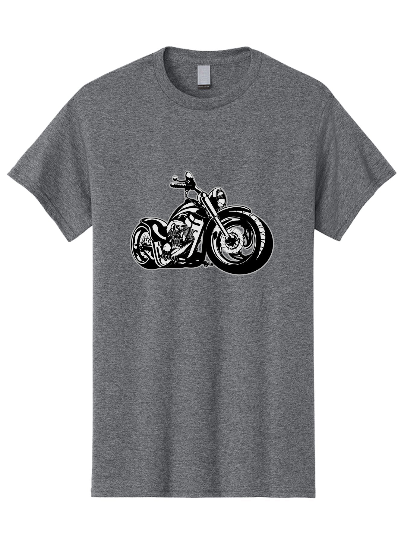 Chopper-Motorcycle Men'S Graphic Tee, 100% Cotton, Comfortable Casual Summer Wear, Machine Washable, Custom Motorcycle, Chopper Bike, Black And White Illustration, Biker Culture, Motorcycle Art, Custom Wheels, Chrome Exhaust, Motorbike Design Aab644 8