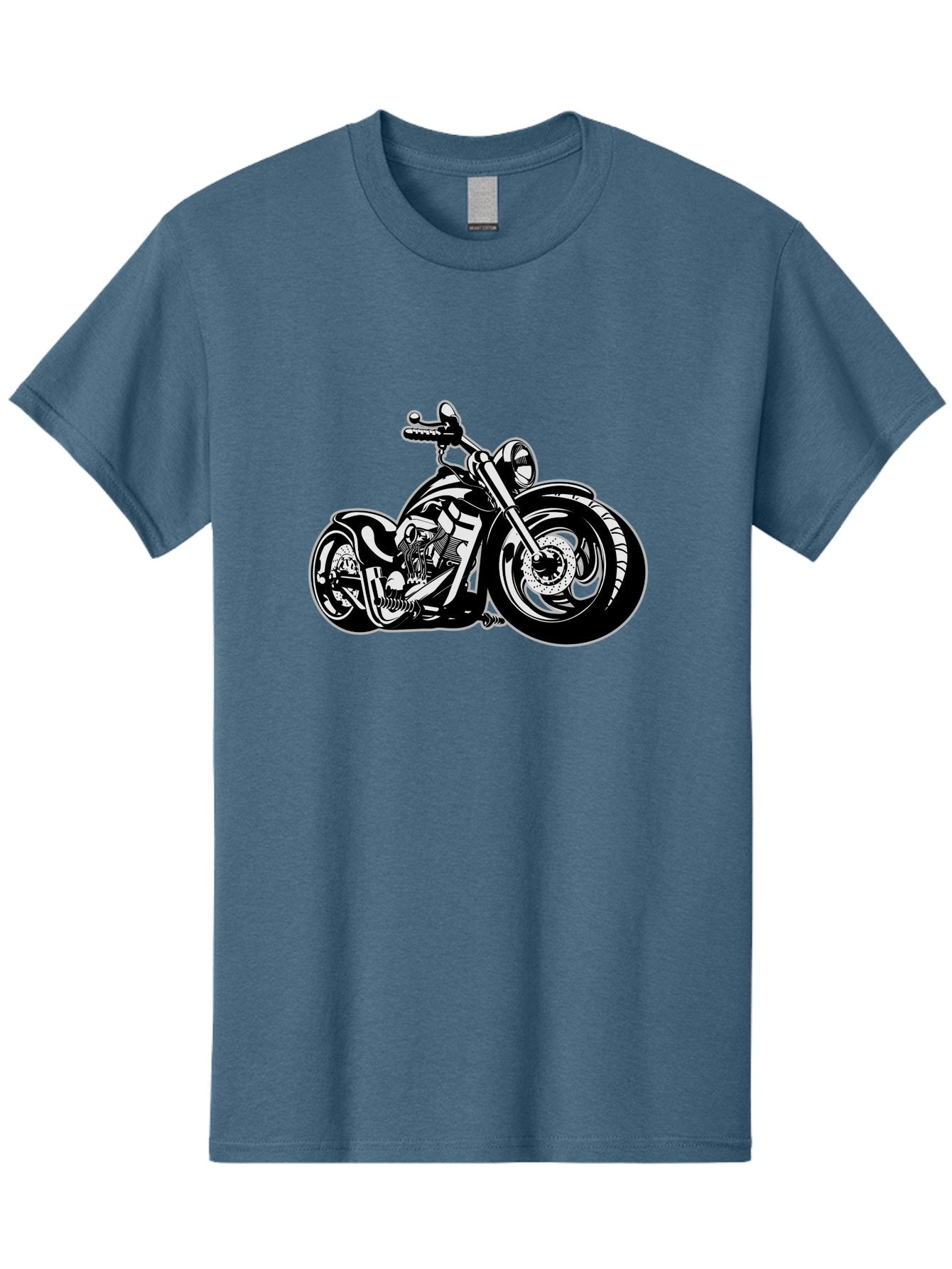 Chopper-Motorcycle Men'S Graphic Tee, 100% Cotton, Comfortable Casual Summer Wear, Machine Washable, Custom Motorcycle, Chopper Bike, Black And White Illustration, Biker Culture, Motorcycle Art, Custom Wheels, Chrome Exhaust, Motorbike Design Aab644 3