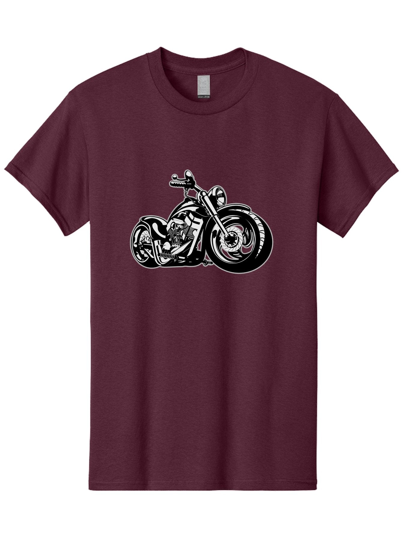 Chopper-Motorcycle Men'S Graphic Tee, 100% Cotton, Comfortable Casual Summer Wear, Machine Washable, Custom Motorcycle, Chopper Bike, Black And White Illustration, Biker Culture, Motorcycle Art, Custom Wheels, Chrome Exhaust, Motorbike Design Aab644 14