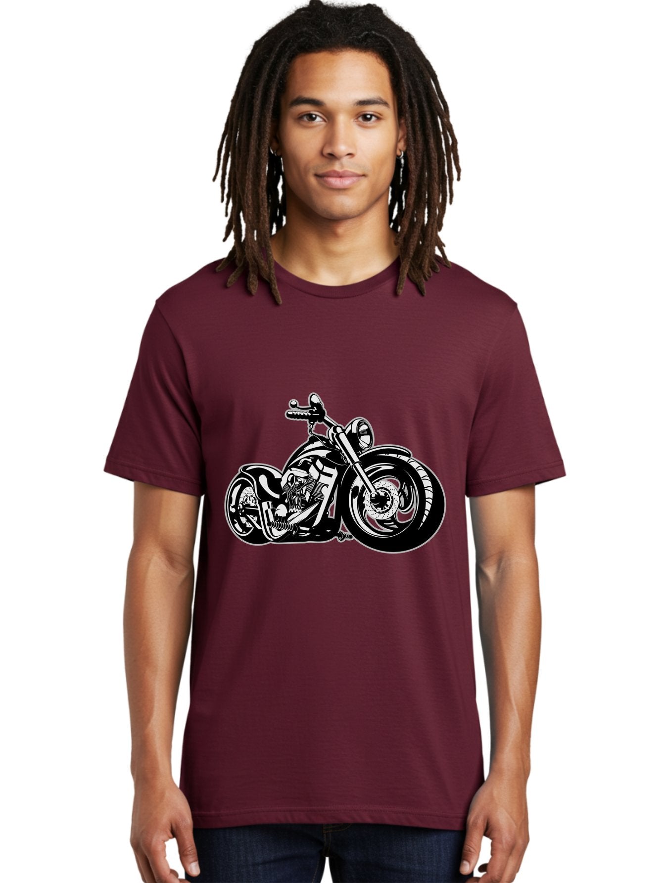Chopper-Motorcycle Men'S Graphic Tee, 100% Cotton, Comfortable Casual Summer Wear, Machine Washable, Custom Motorcycle, Chopper Bike, Black And White Illustration, Biker Culture, Motorcycle Art, Custom Wheels, Chrome Exhaust, Motorbike Design Aab644 29