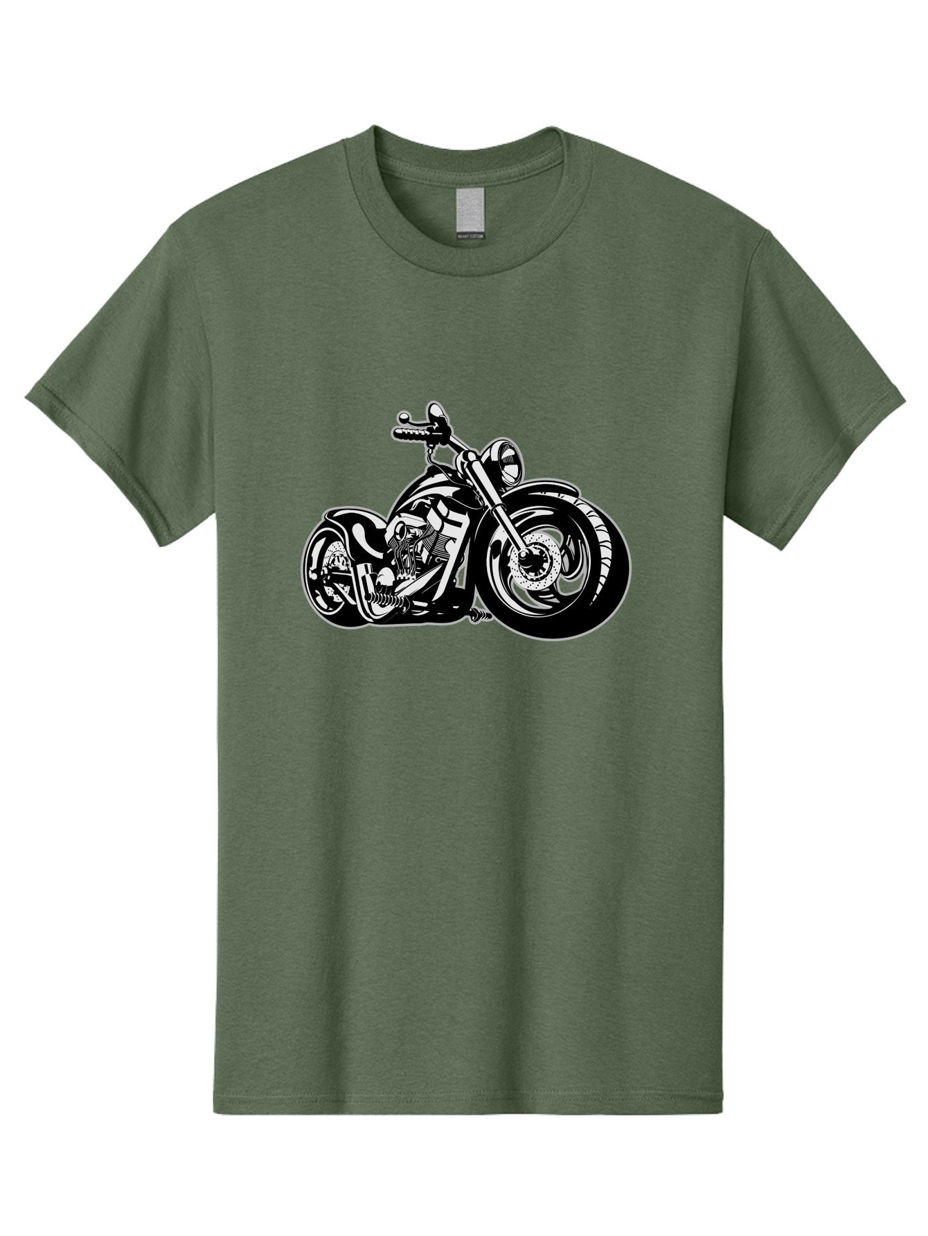 Chopper-Motorcycle Men'S Graphic Tee, 100% Cotton, Comfortable Casual Summer Wear, Machine Washable, Custom Motorcycle, Chopper Bike, Black And White Illustration, Biker Culture, Motorcycle Art, Custom Wheels, Chrome Exhaust, Motorbike Design Aab644 10