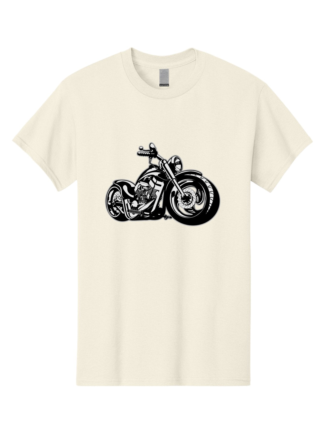 Chopper-Motorcycle Men'S Graphic Tee, 100% Cotton, Comfortable Casual Summer Wear, Machine Washable, Custom Motorcycle, Chopper Bike, Black And White Illustration, Biker Culture, Motorcycle Art, Custom Wheels, Chrome Exhaust, Motorbike Design Aab644 13